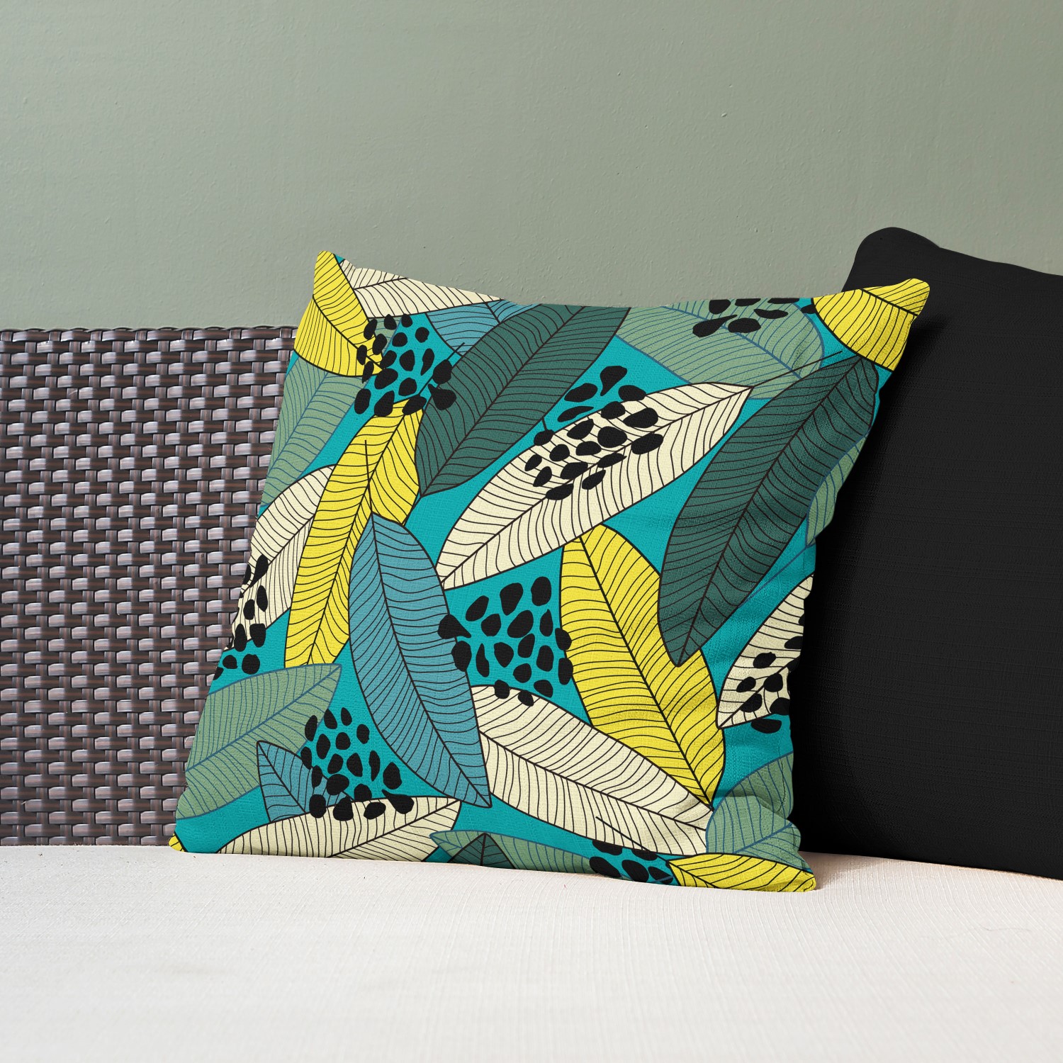 Red sofa with pillow and light lamp