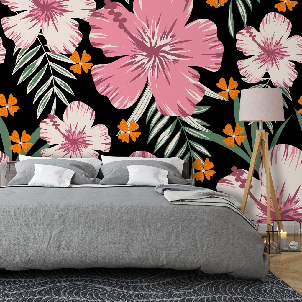 Black and Pink Hibiscus Wallpaper