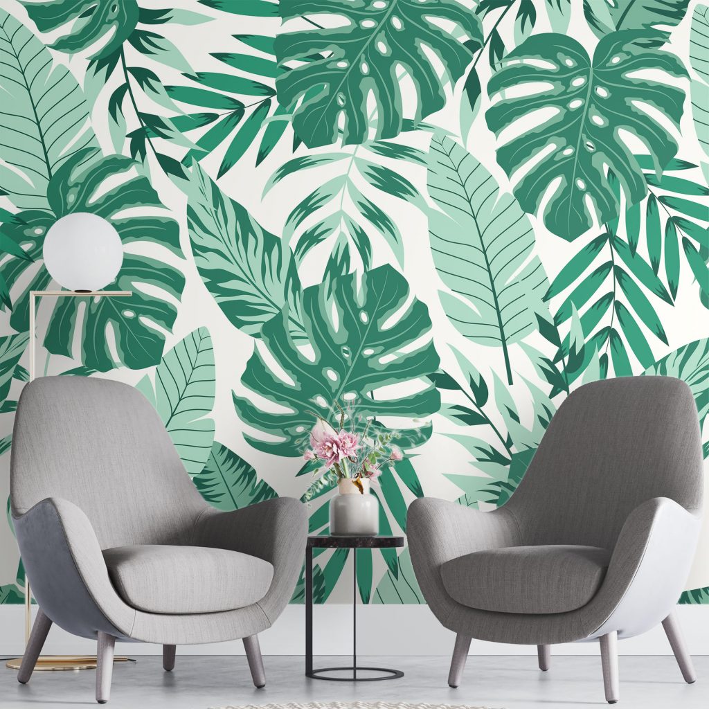 Abstract leaves art - Mural Wallpaper, PVC Free, Non-Toxic