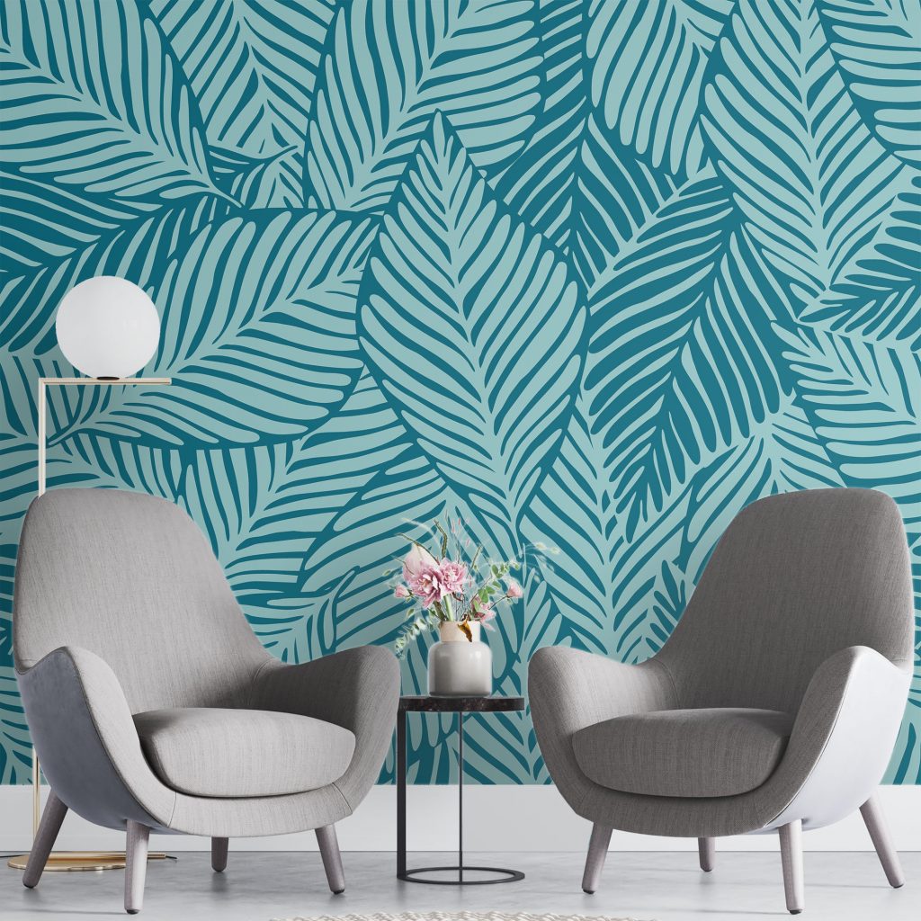 Abstract seamless green leaves - Mural Wallpaper, PVC Free, Non-Toxic