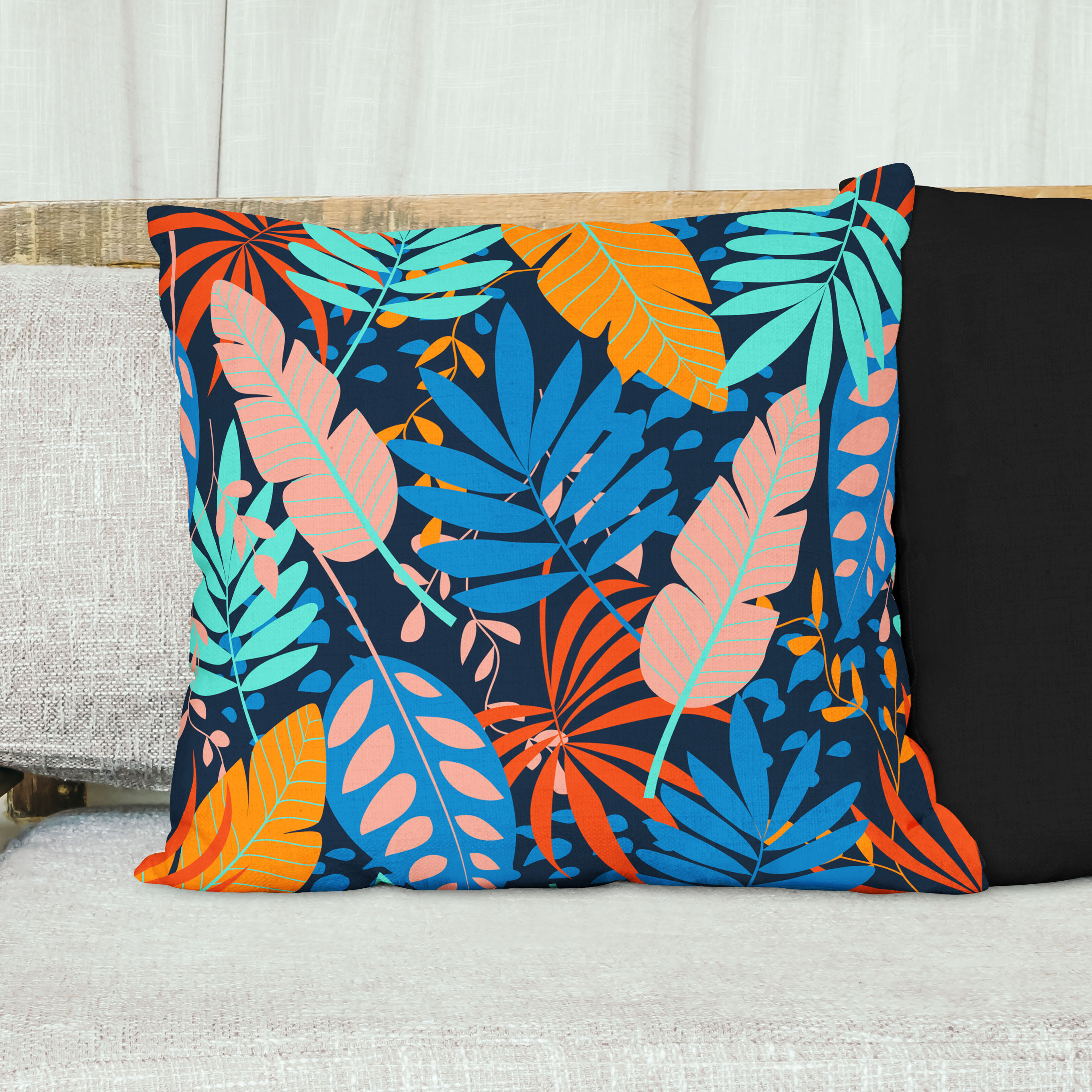 Red sofa with pillow and light lamp