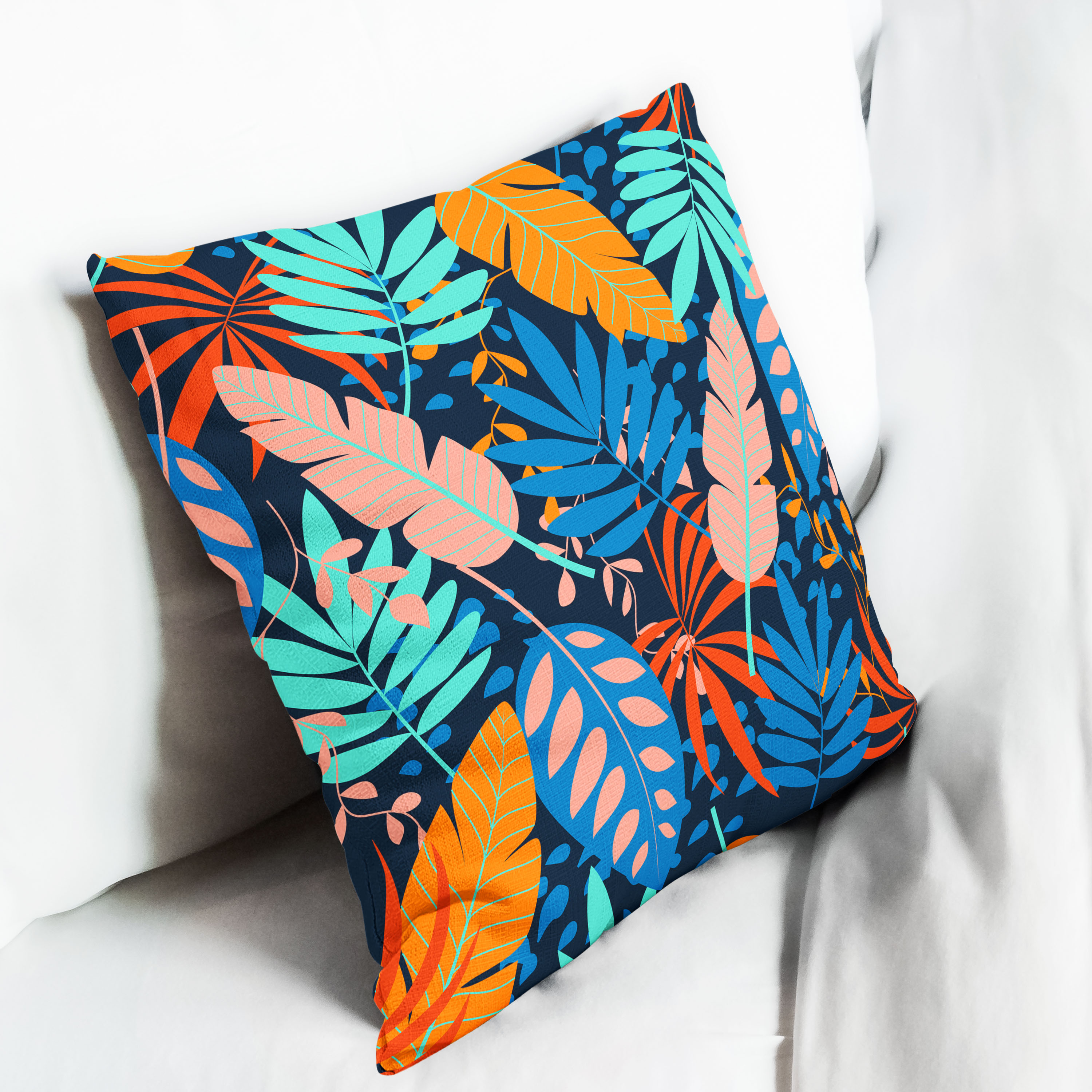 Red sofa with pillow and light lamp