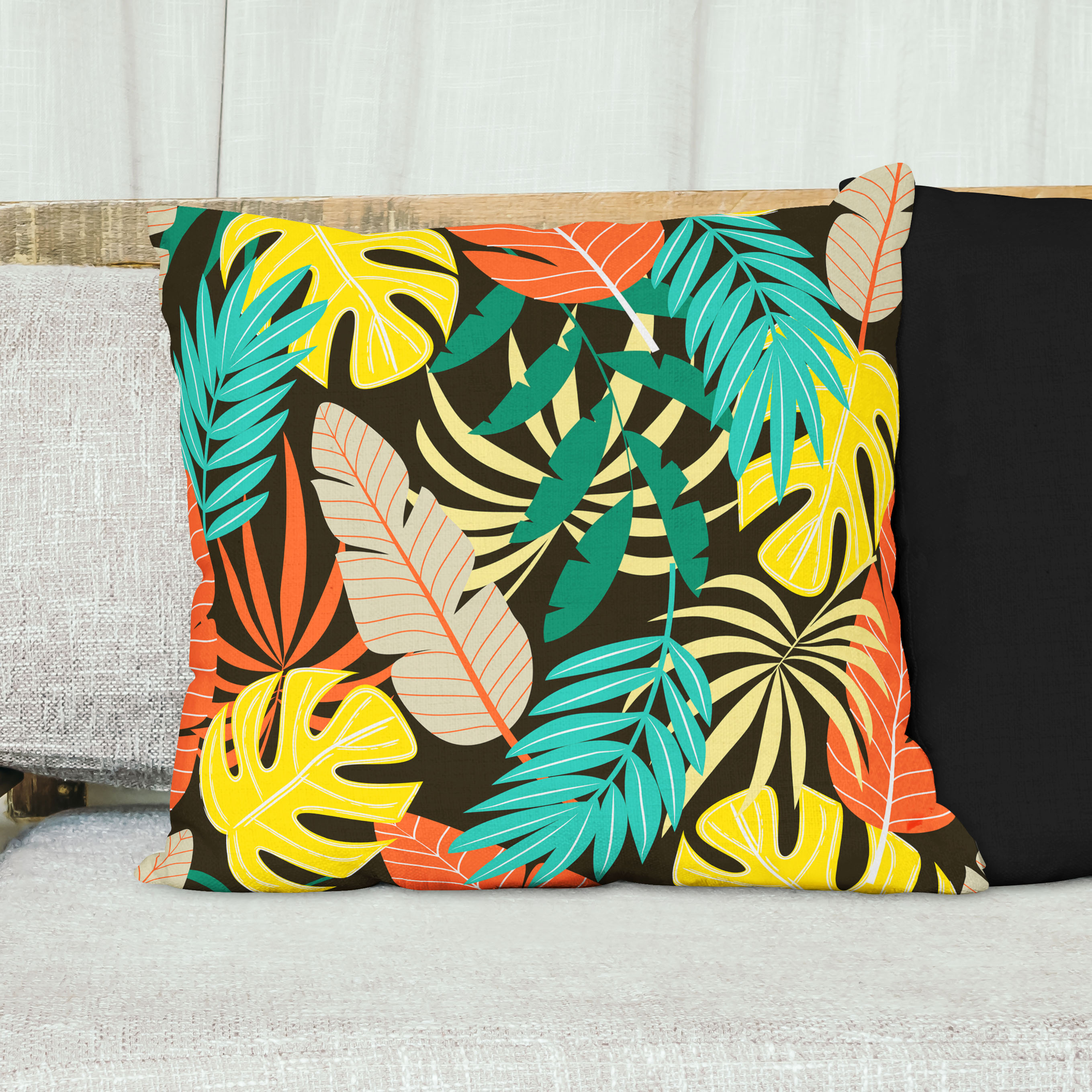 Red sofa with pillow and light lamp