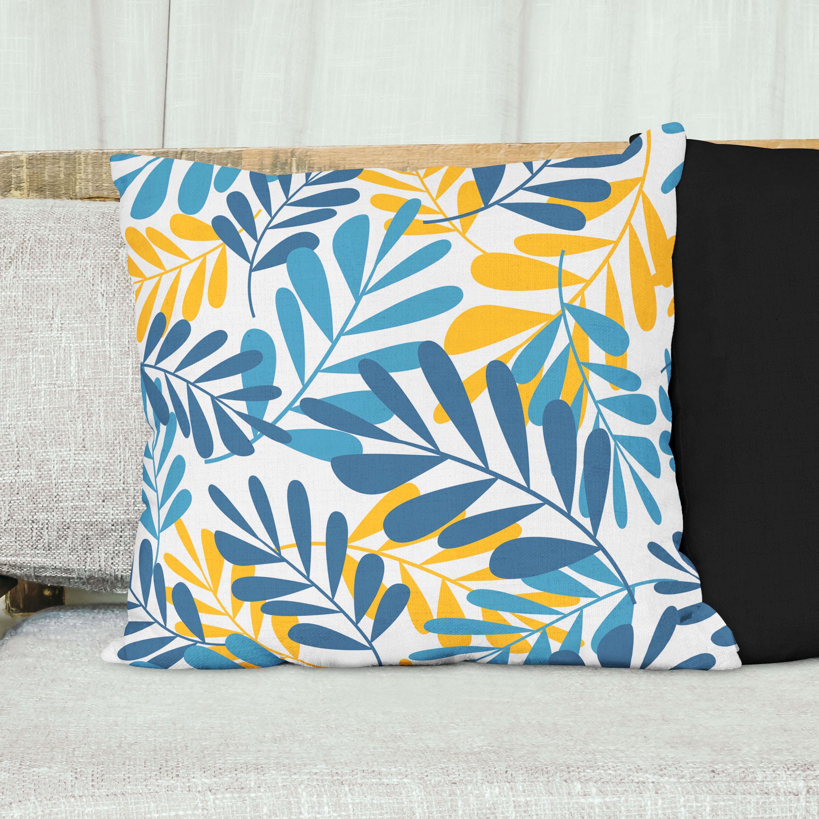 Red sofa with pillow and light lamp