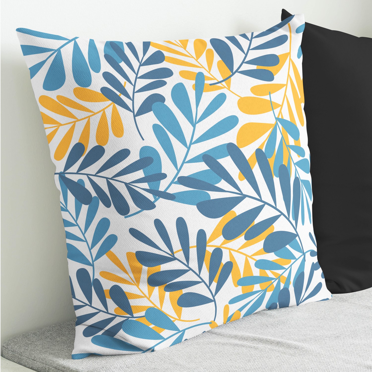 Red sofa with pillow and light lamp