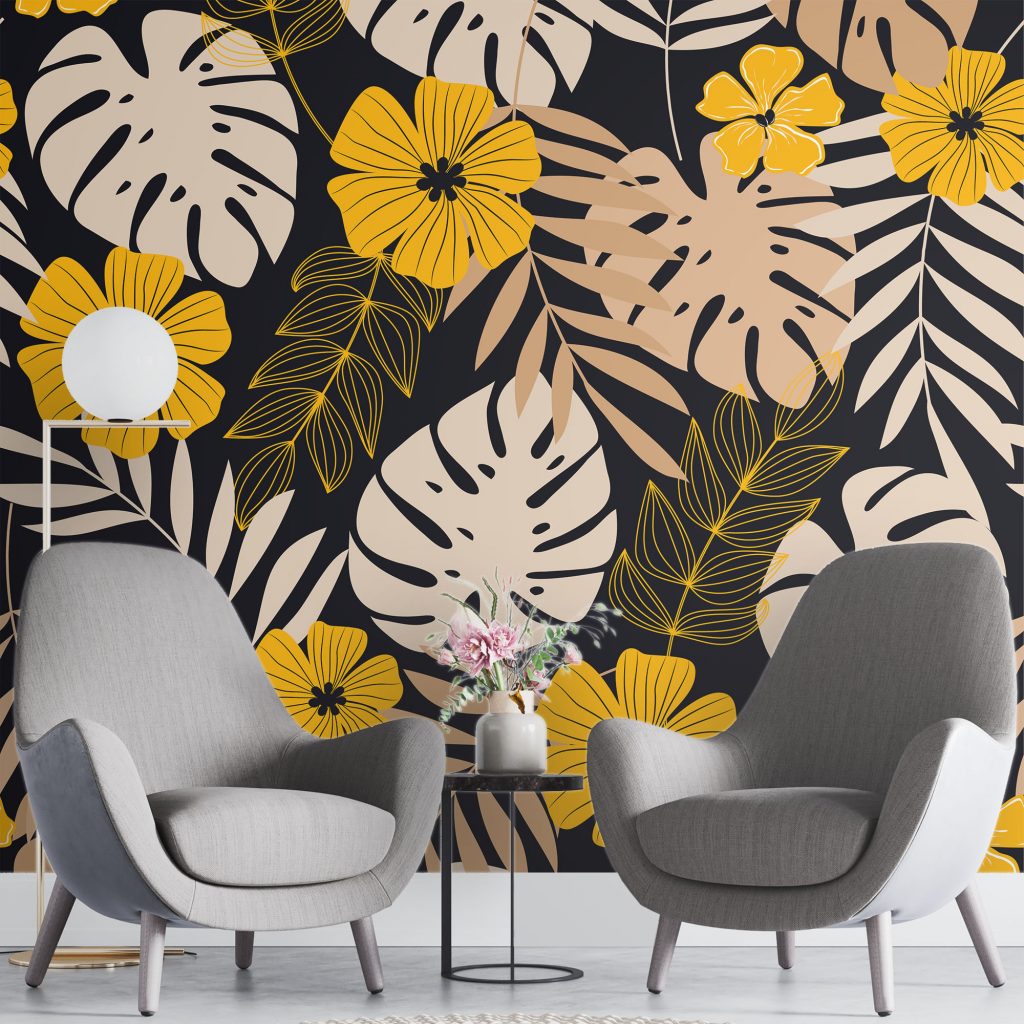 Floral art - Mural Wallpaper, PVC Free, Non-Toxic