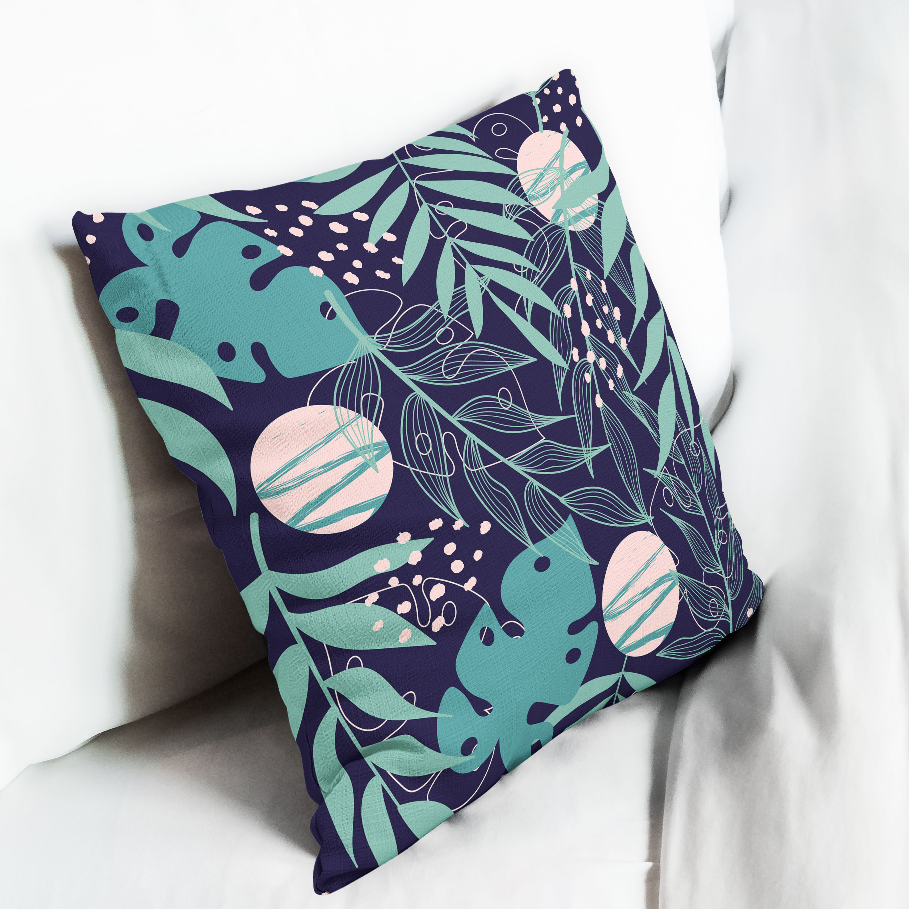 Red sofa with pillow and light lamp