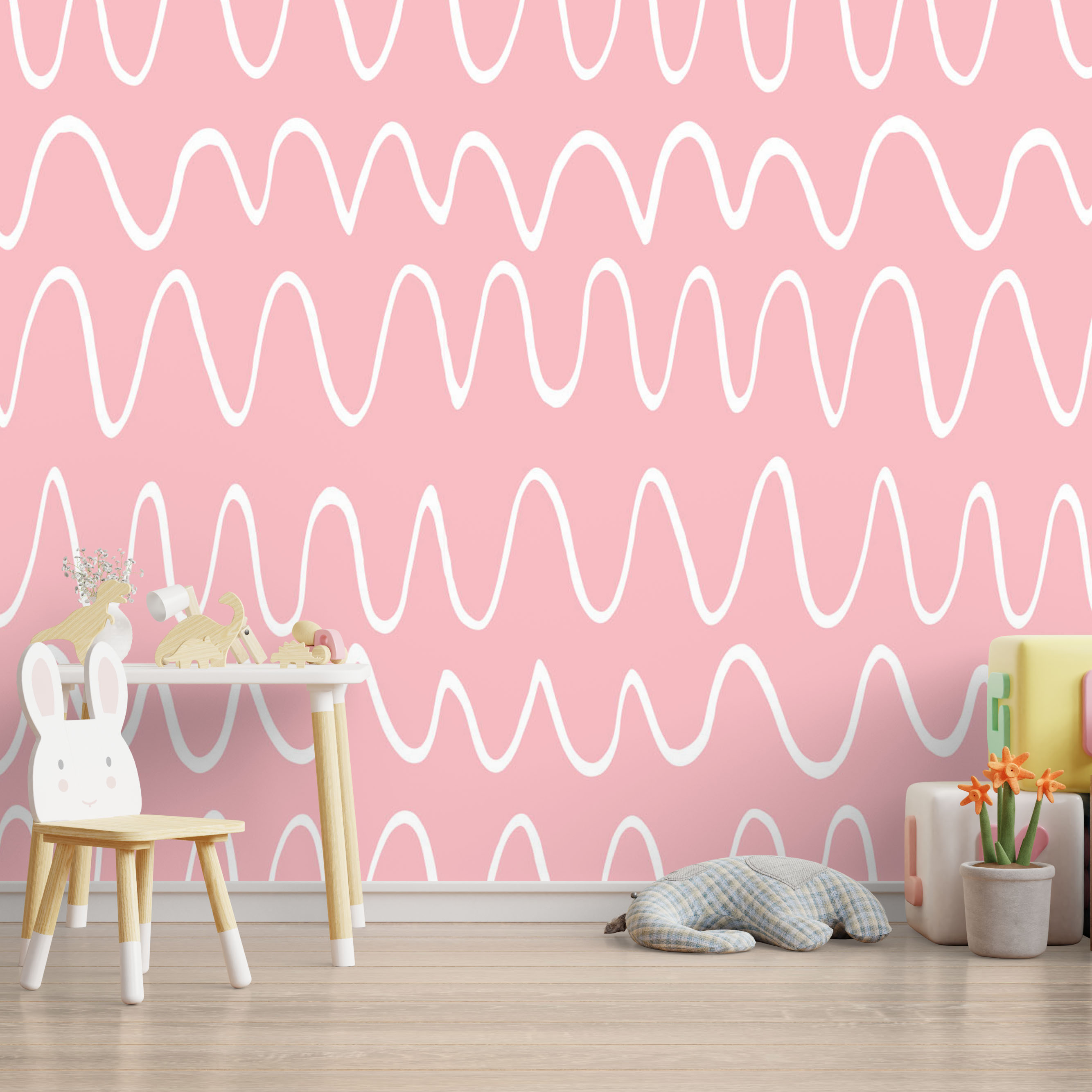 Mock up wall in the children's room in cream color wall backgrou