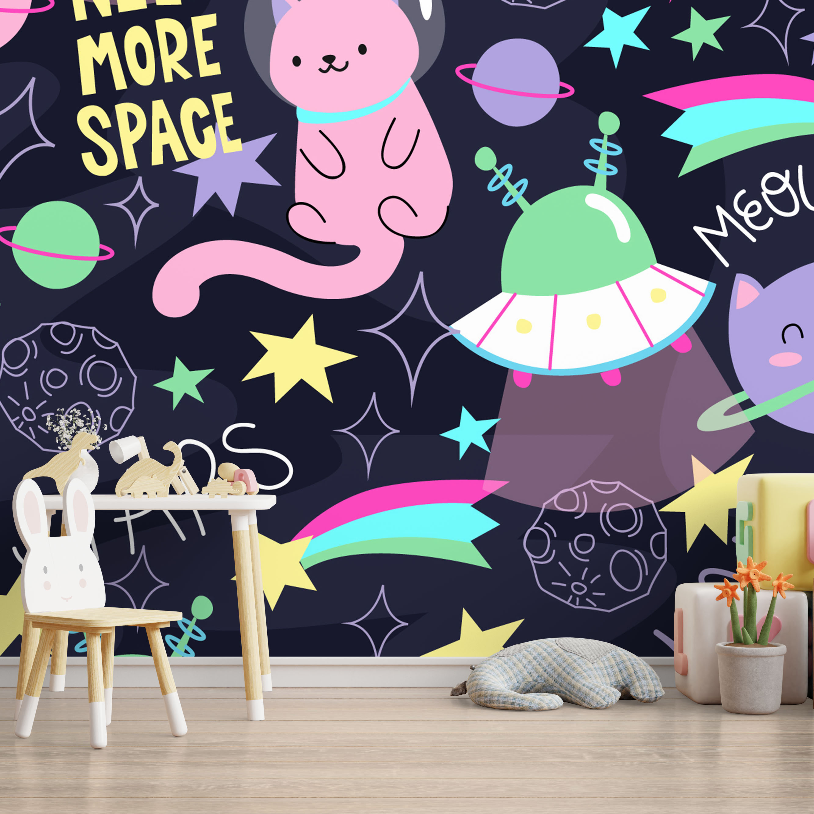 Mock up wall in the children's room in cream color wall backgrou