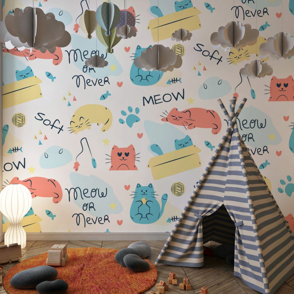 Cute multicolor cats poses