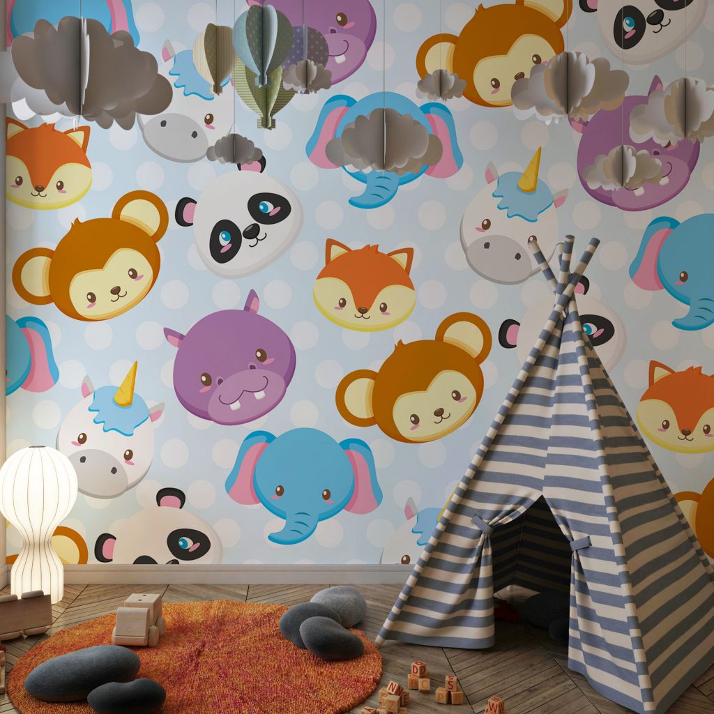 Cute colorful animal faces