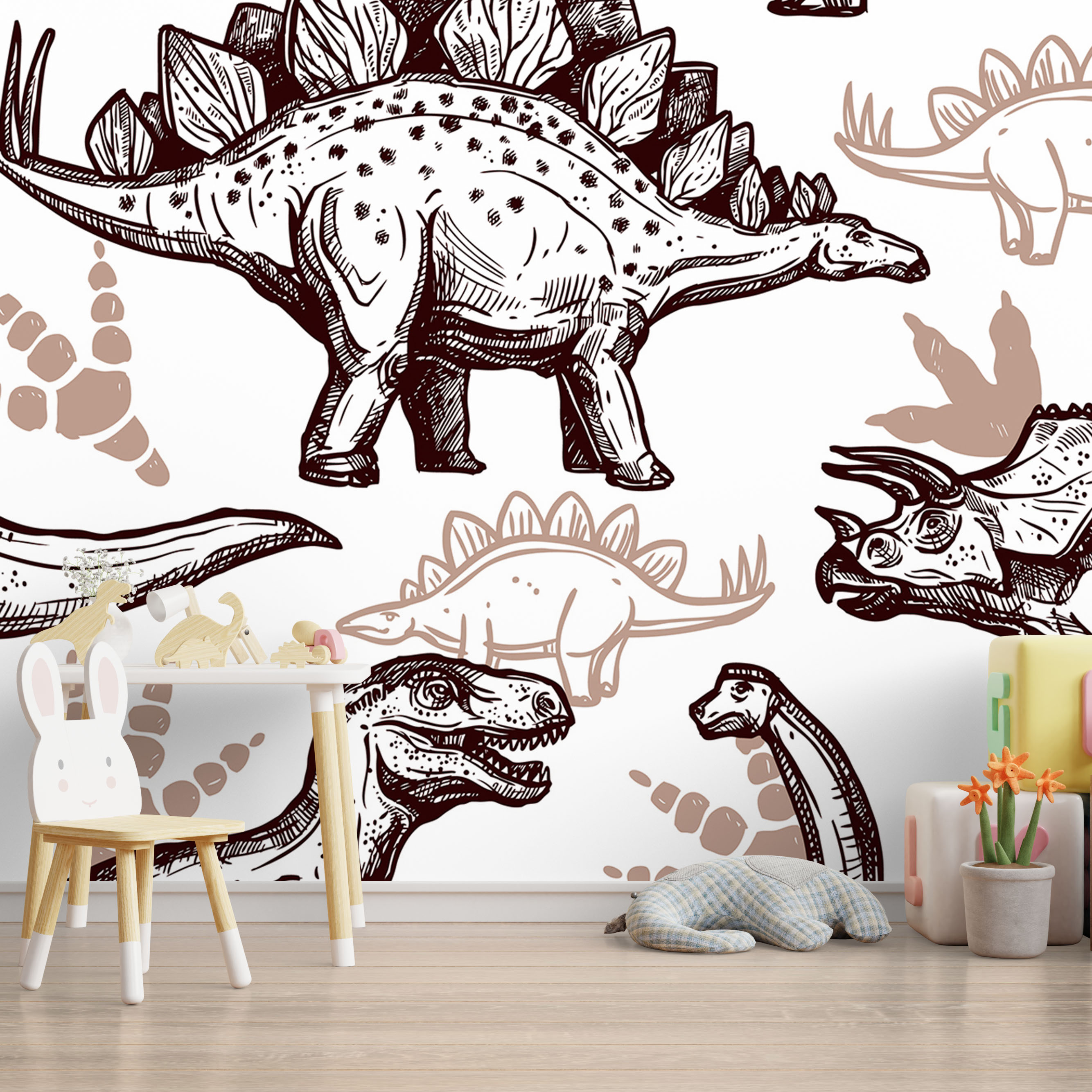 Mock up wall in the children's room in cream color wall backgrou