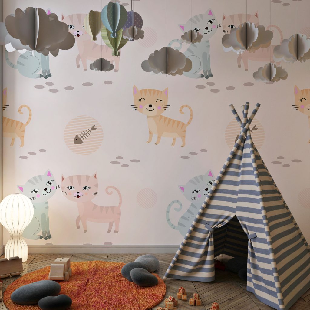 Cute childish couple cats