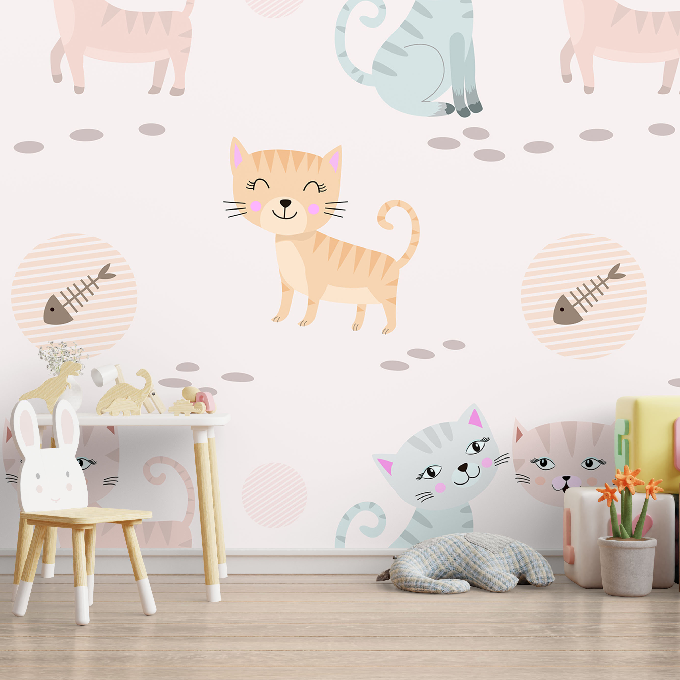 Mock up wall in the children's room in cream color wall backgrou