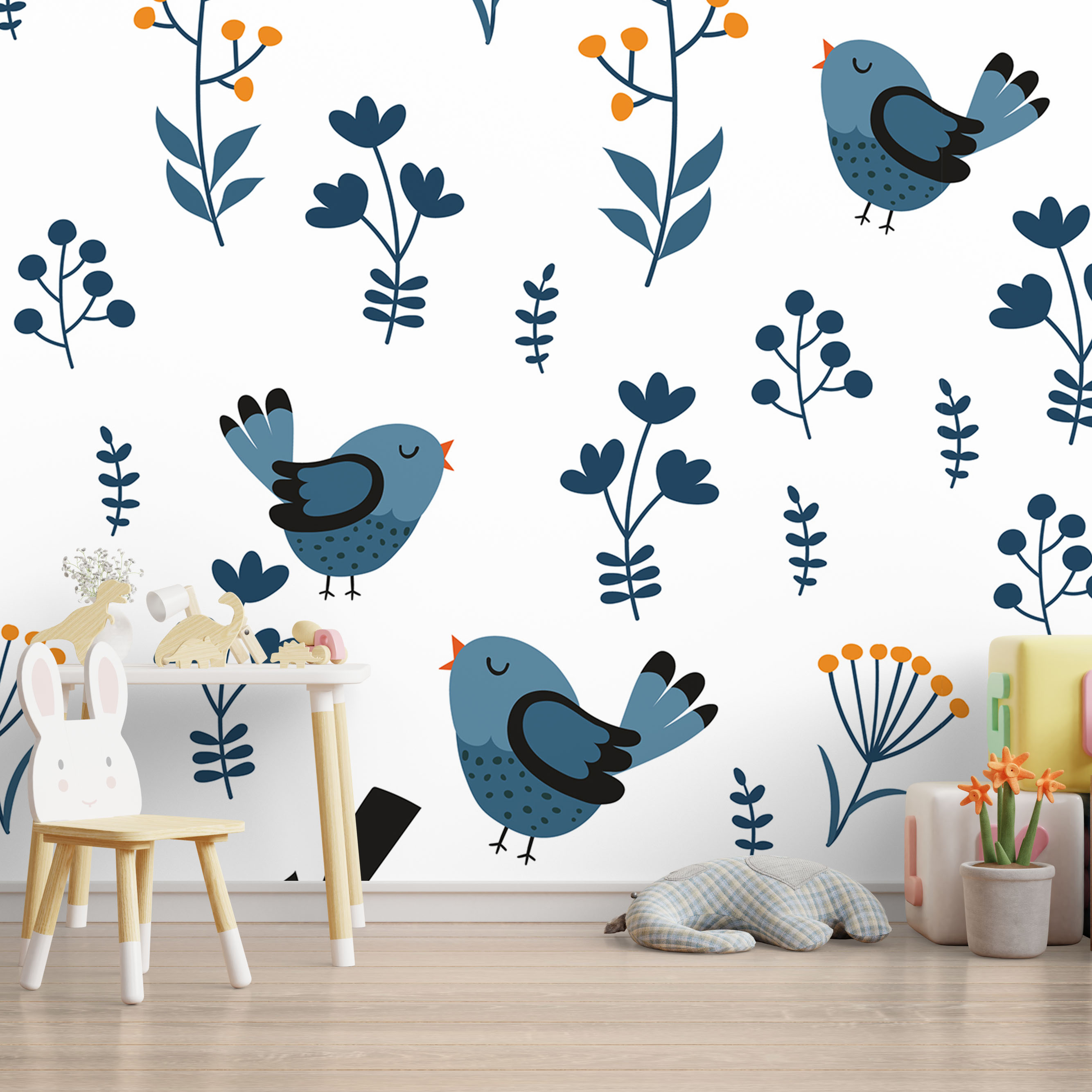 Mock up wall in the children's room in cream color wall backgrou