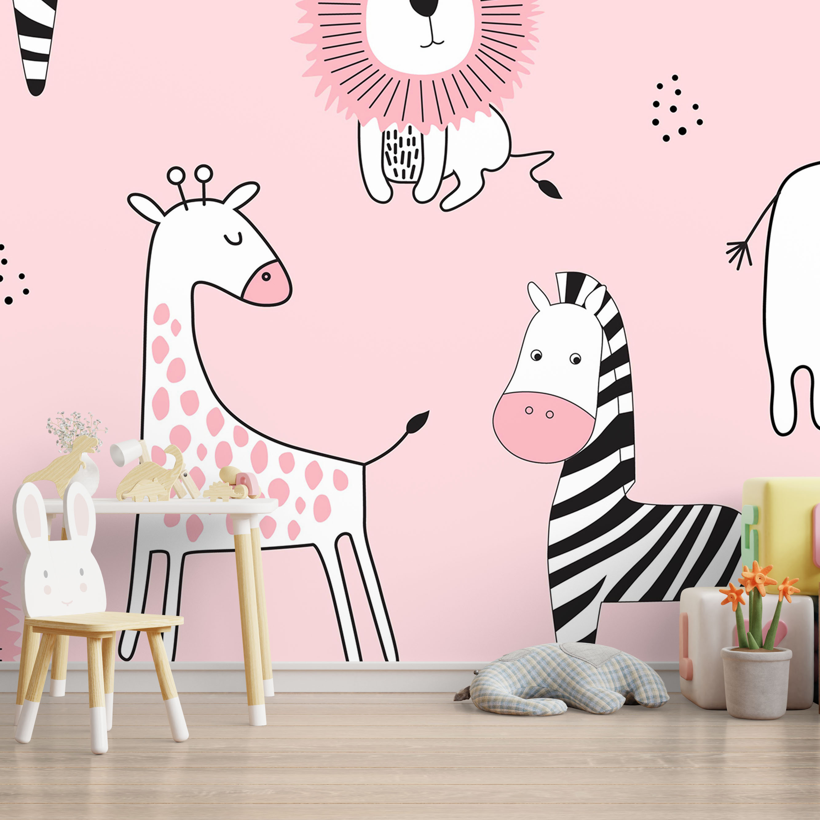 Mock up wall in the children's room in cream color wall backgrou