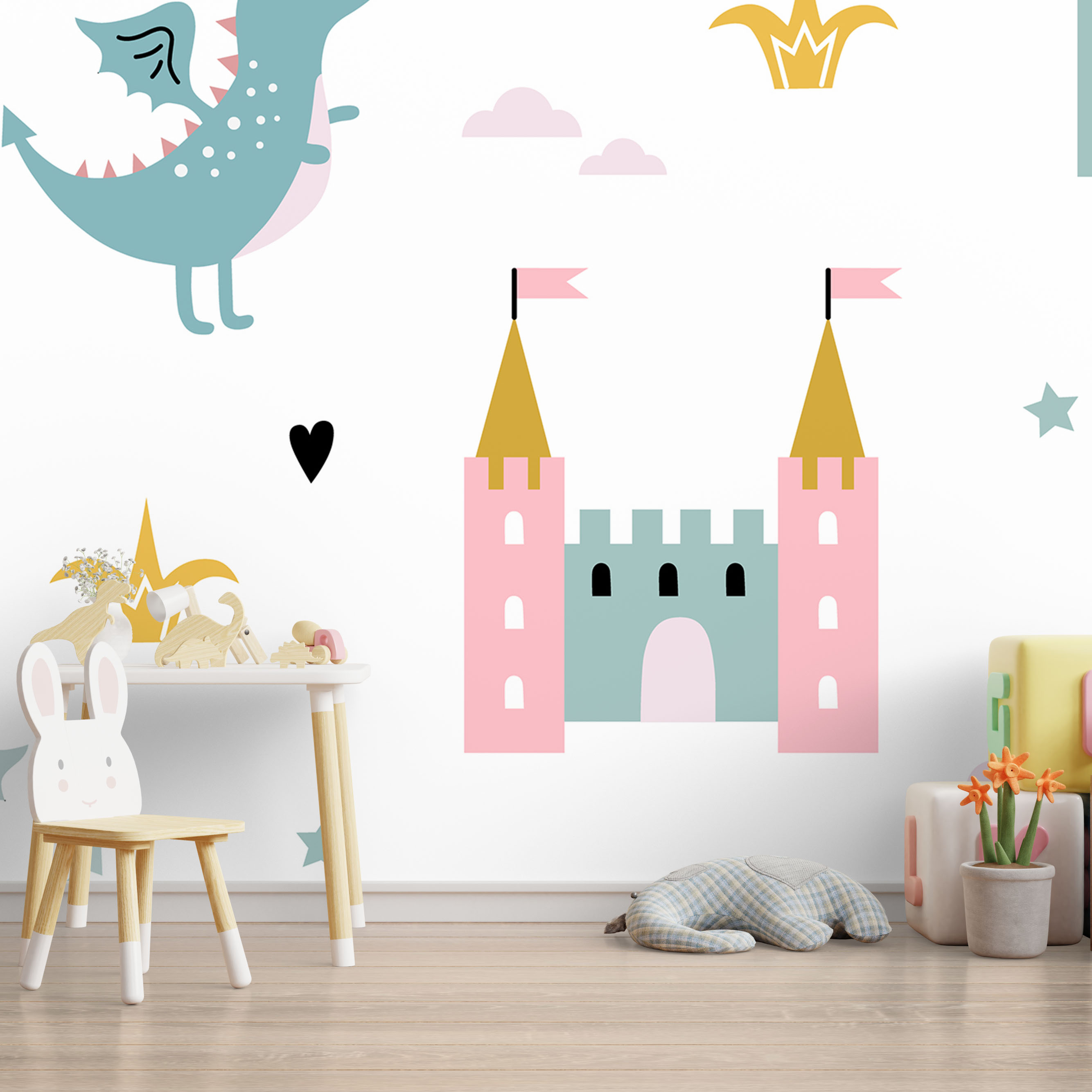 Mock up wall in the children's room in cream color wall backgrou