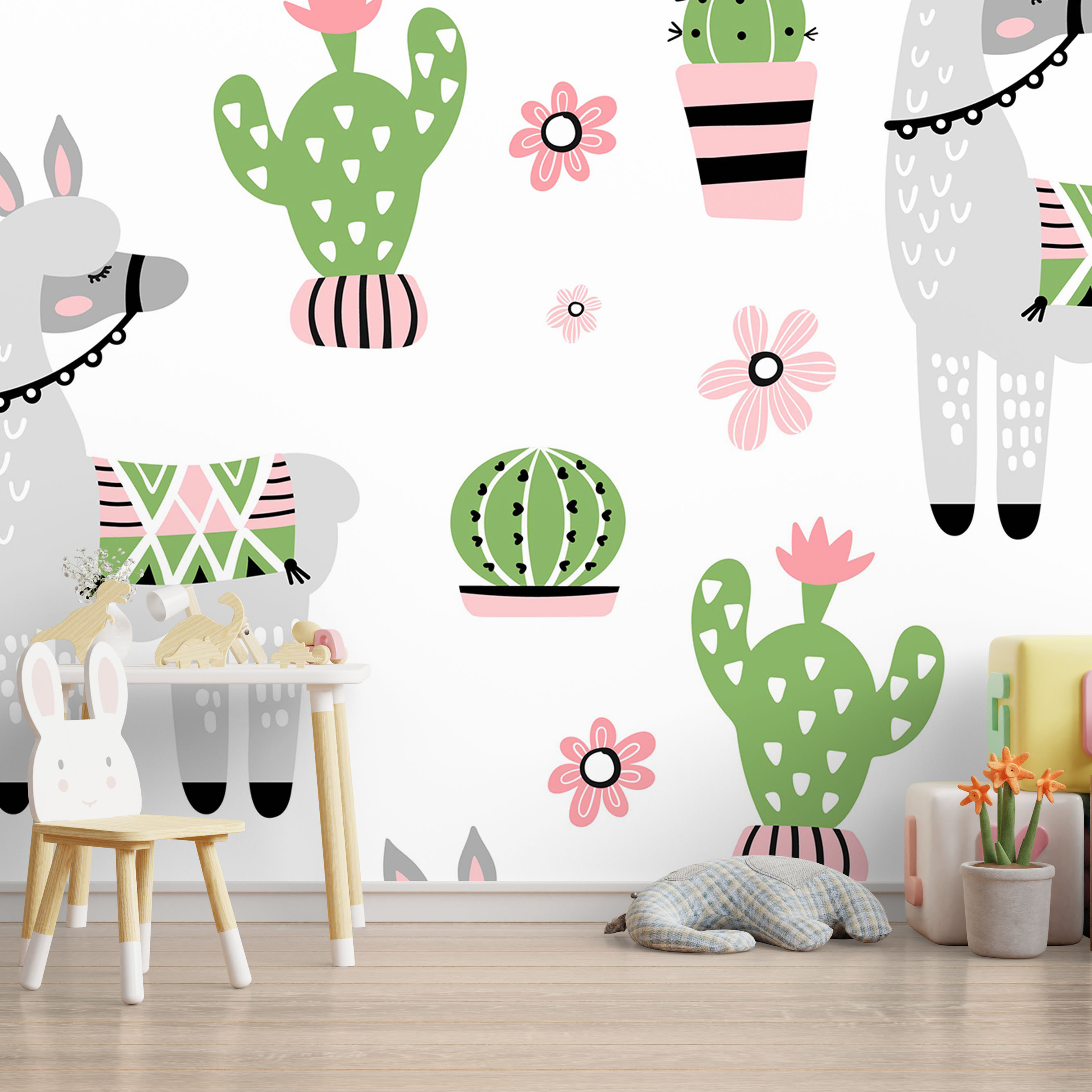 Mock up wall in the children's room in cream color wall backgrou