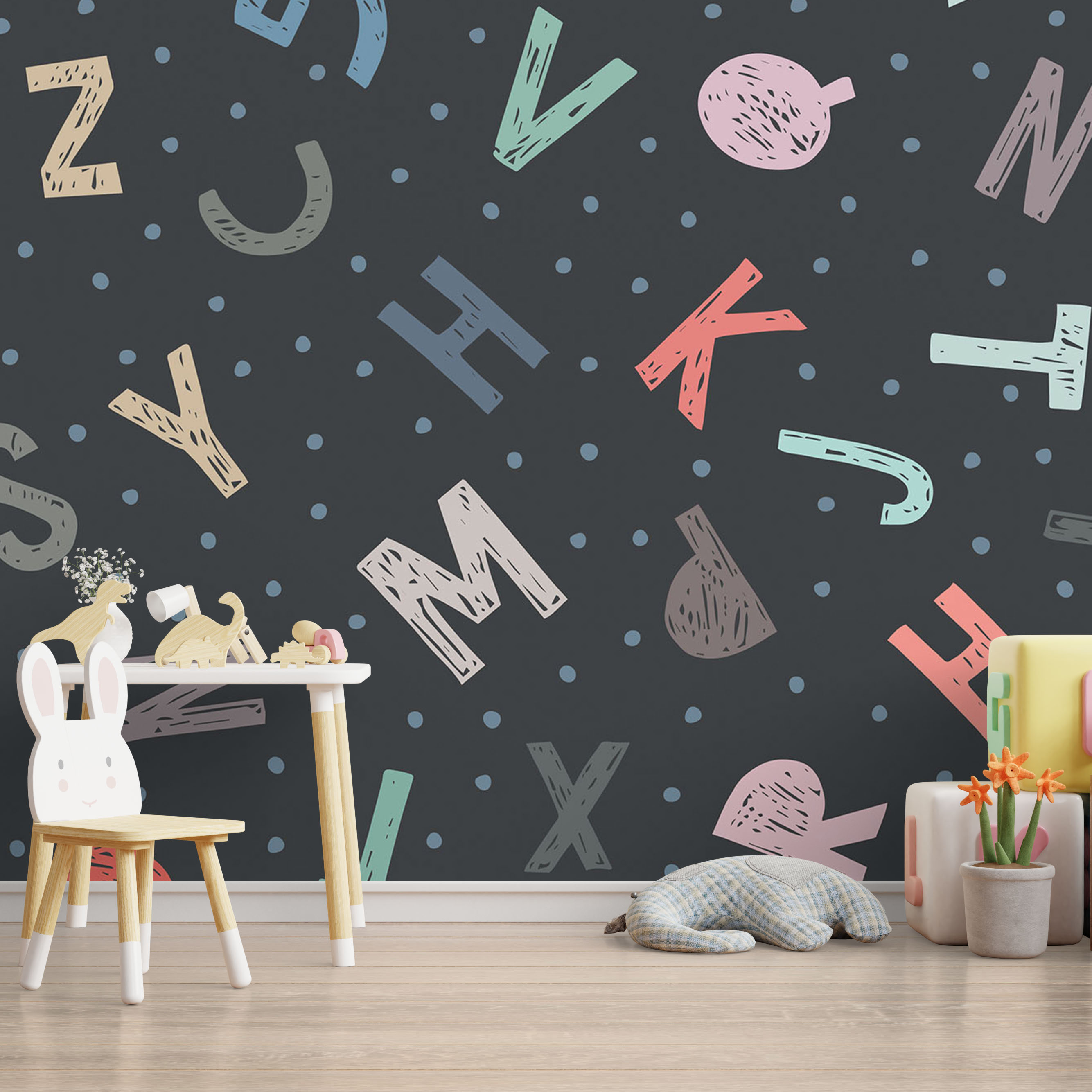 Mock up wall in the children's room in cream color wall backgrou