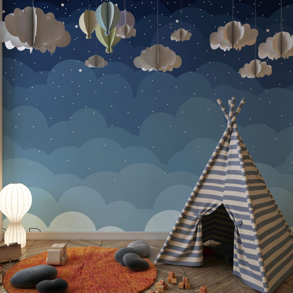 Blue night starry sky