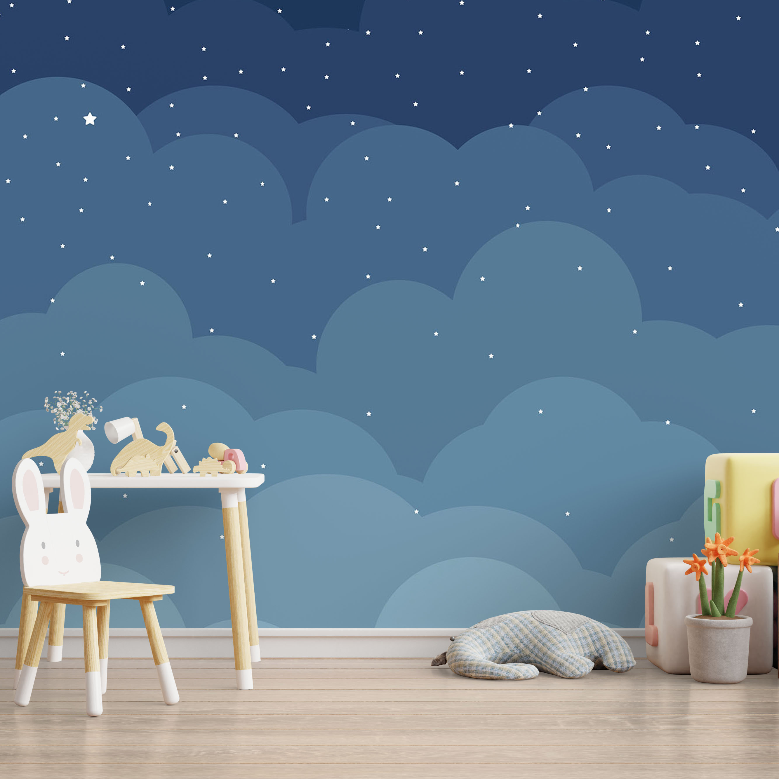 Mock up wall in the children's room in cream color wall backgrou