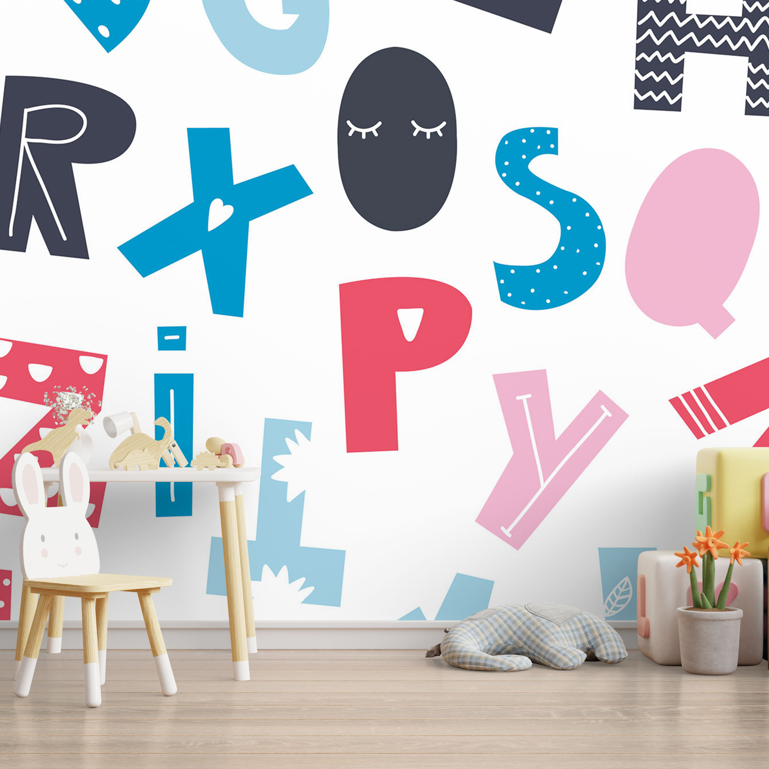 Mock up wall in the children's room in cream color wall backgrou