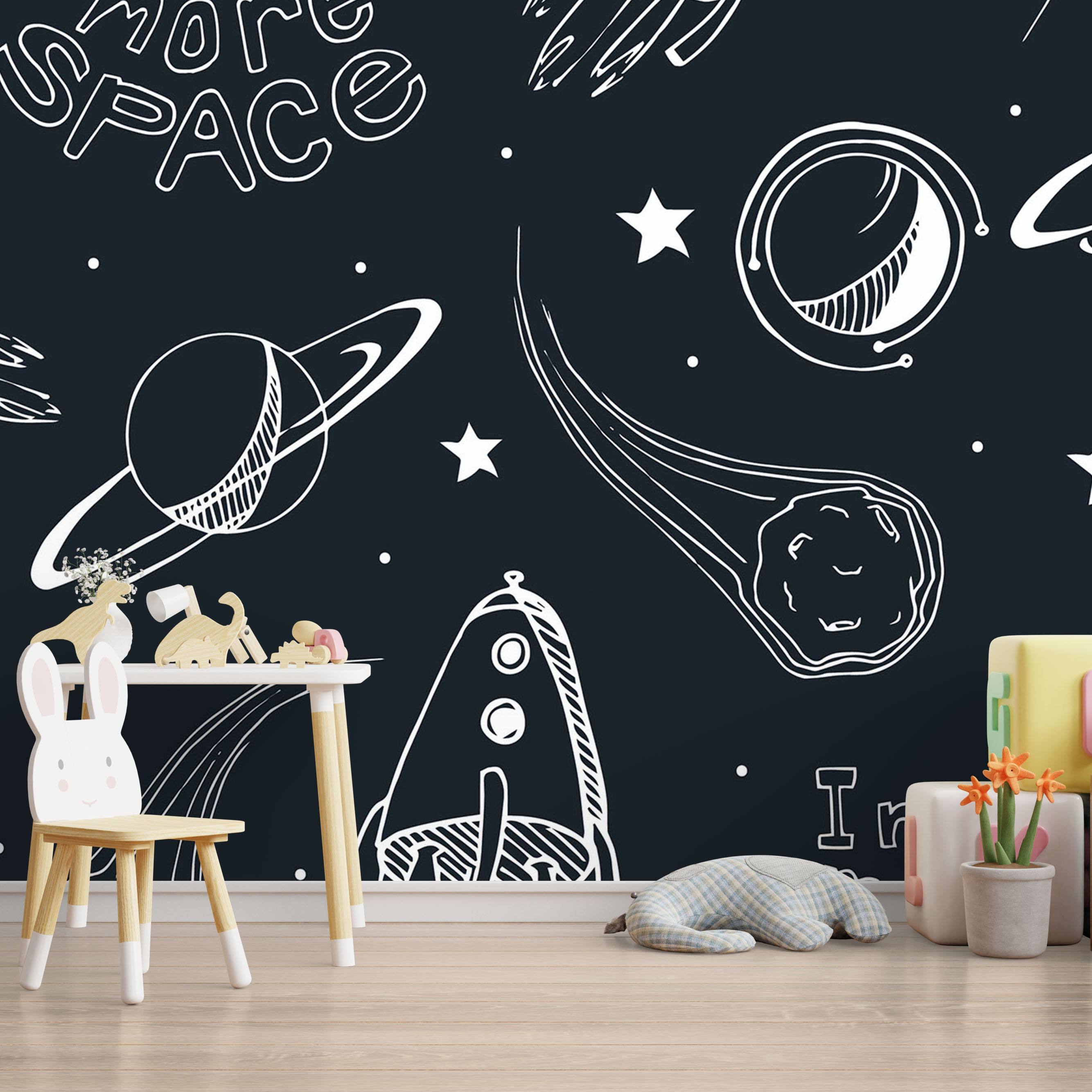 Mock up wall in the children's room in cream color wall backgrou