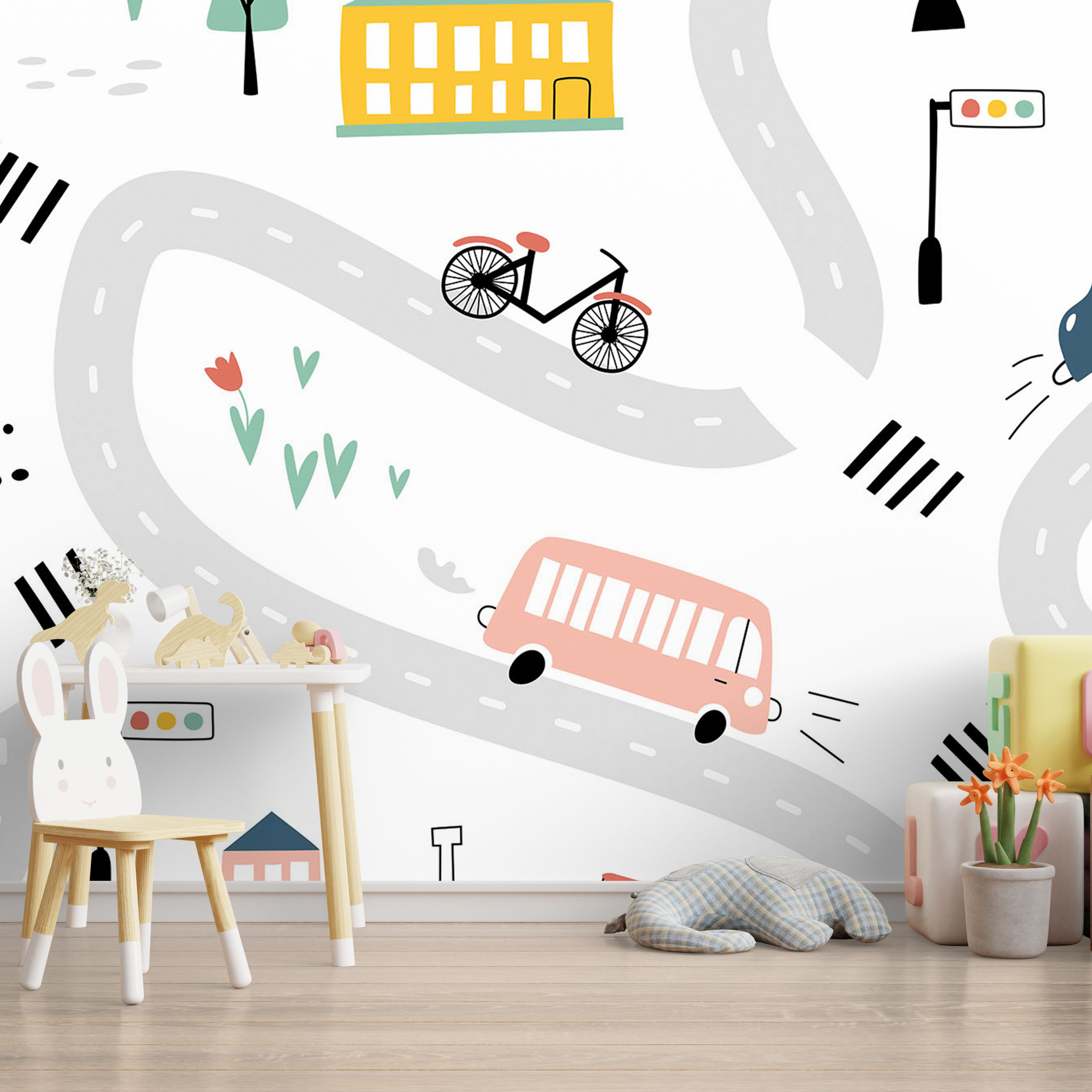 Mock up wall in the children's room in cream color wall backgrou