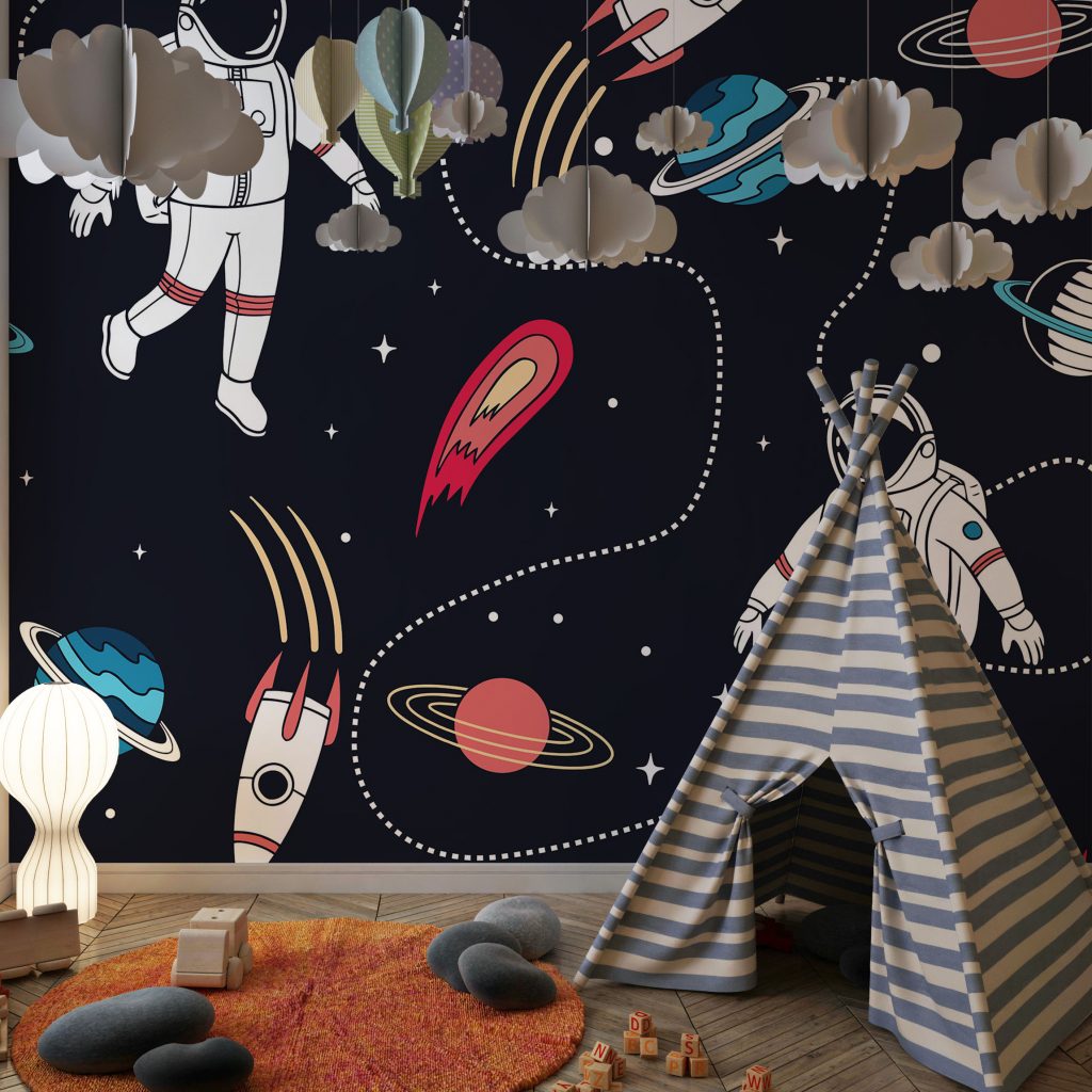 Kids astronauts and space elements