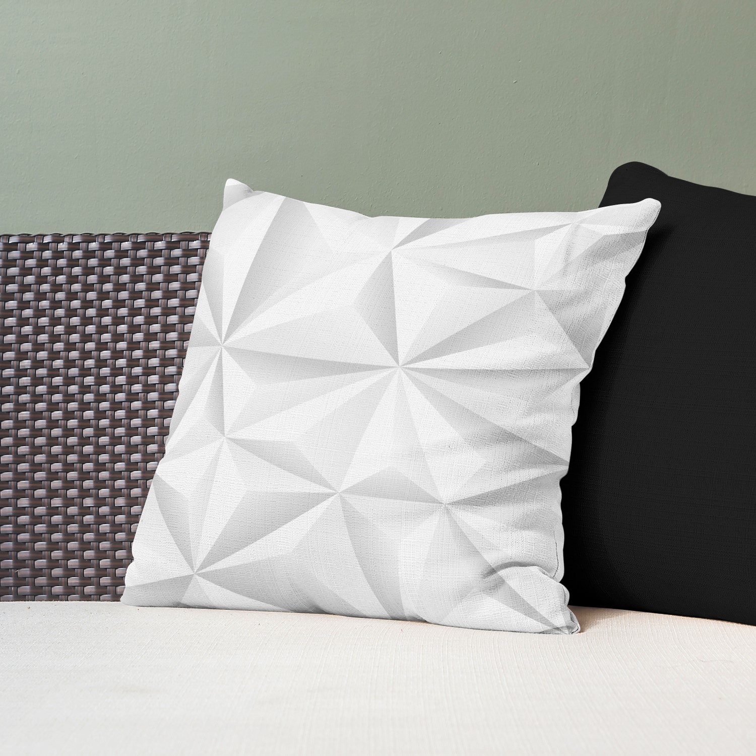 Red sofa with pillow and light lamp