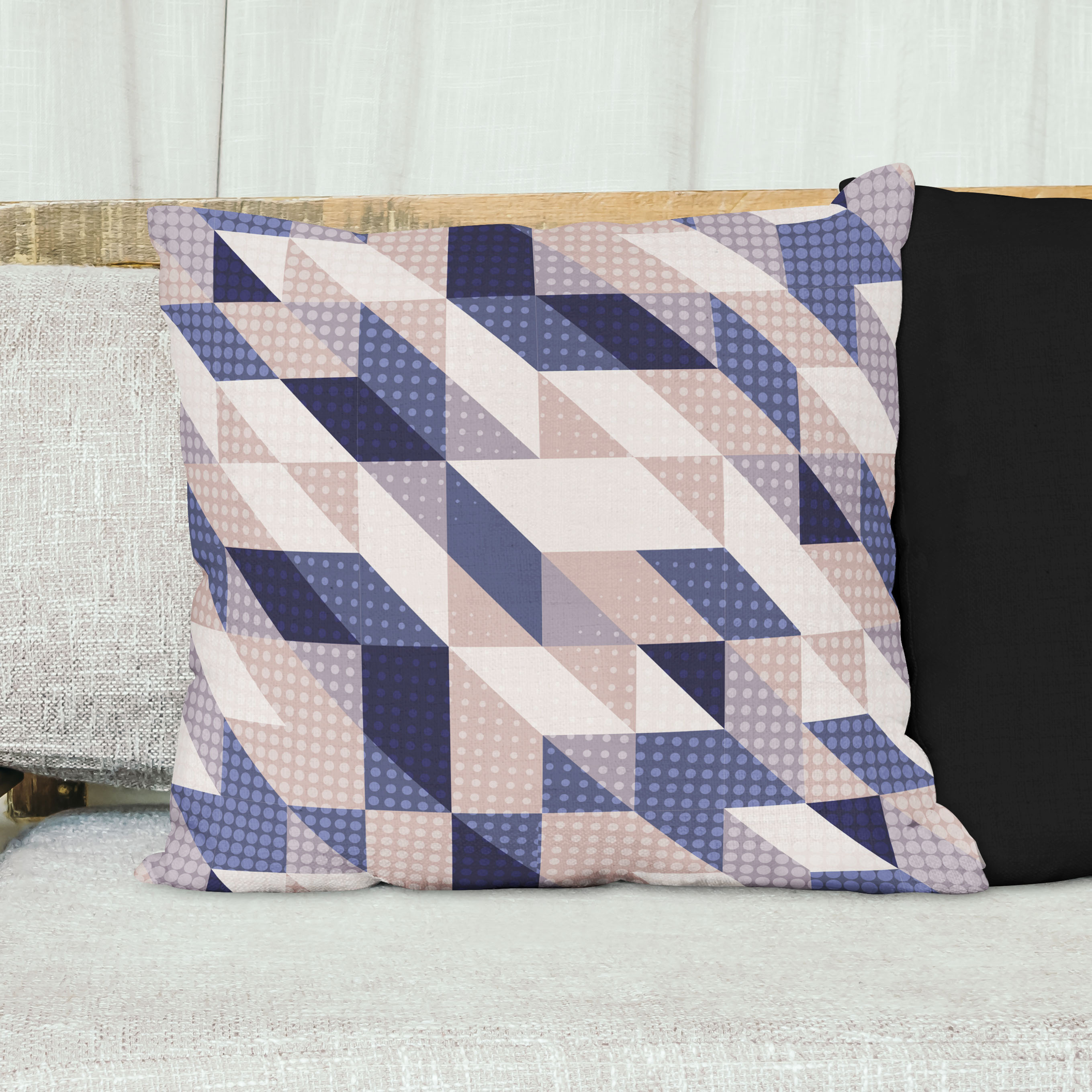 Red sofa with pillow and light lamp