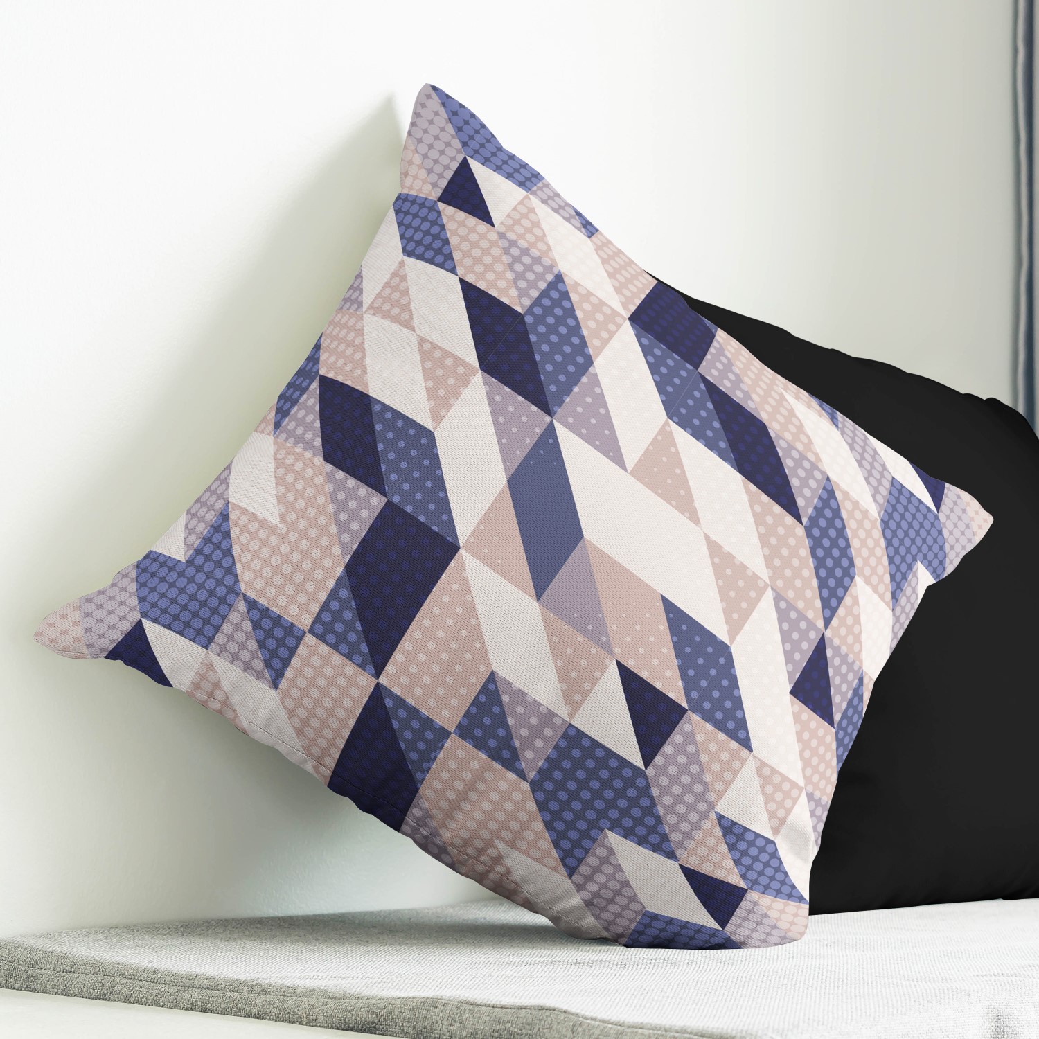 Red sofa with pillow and light lamp