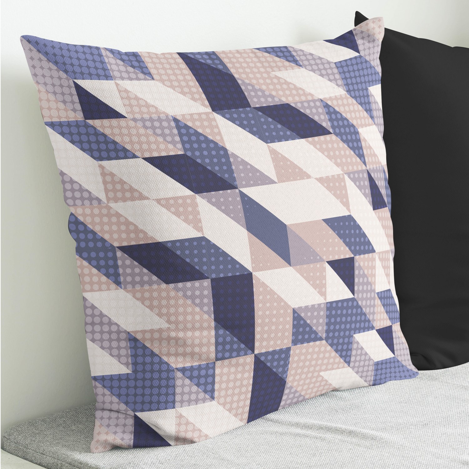 Red sofa with pillow and light lamp