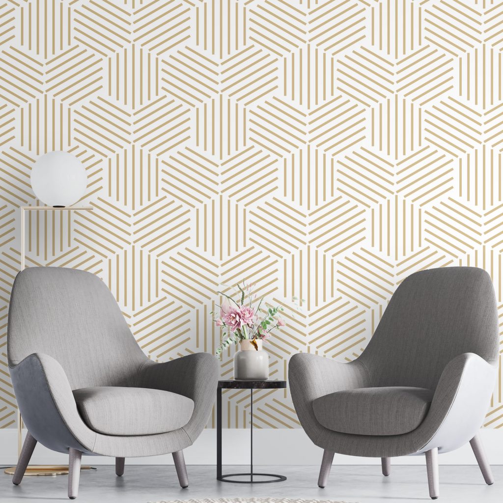 Ivory geometric  - Mural Wallpaper, PVC Free, Non-Toxic