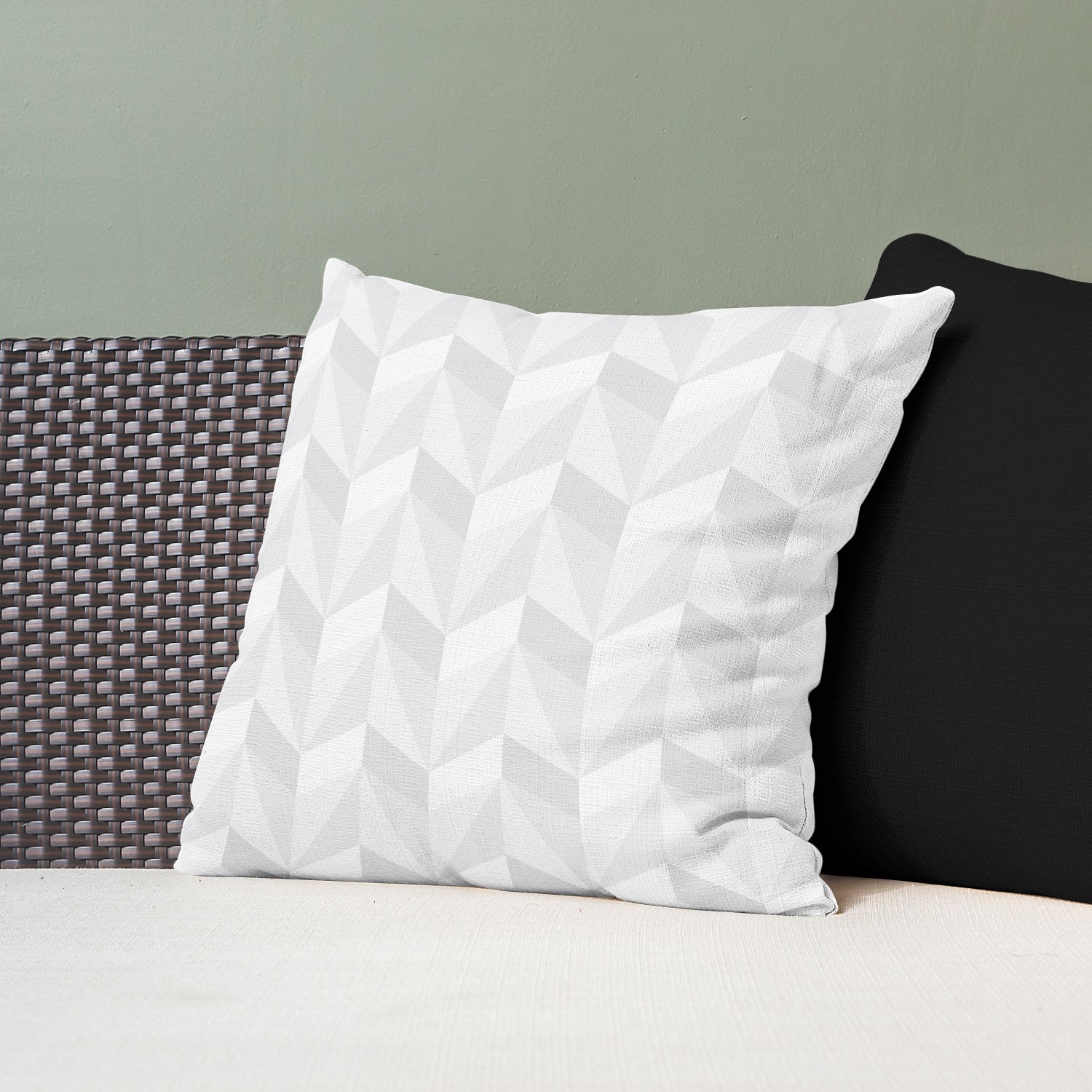 Red sofa with pillow and light lamp