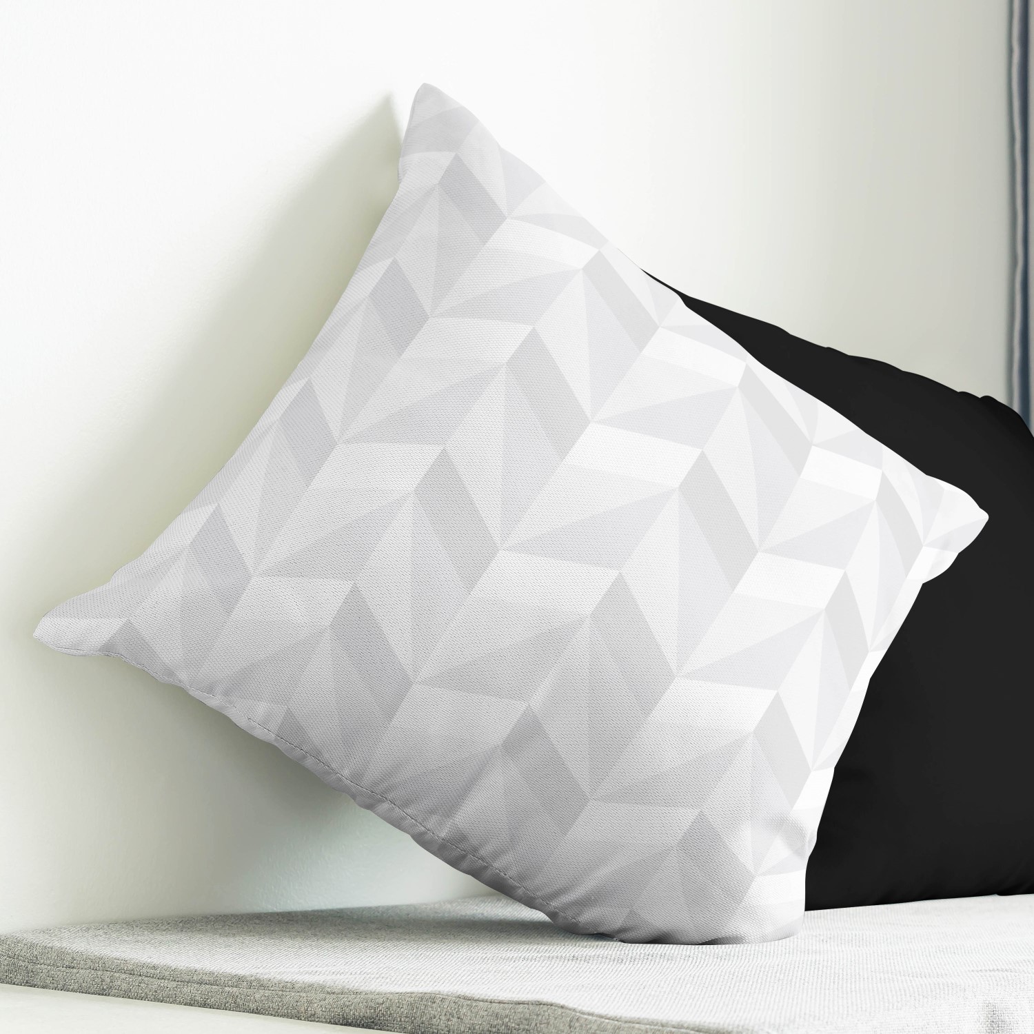 Red sofa with pillow and light lamp