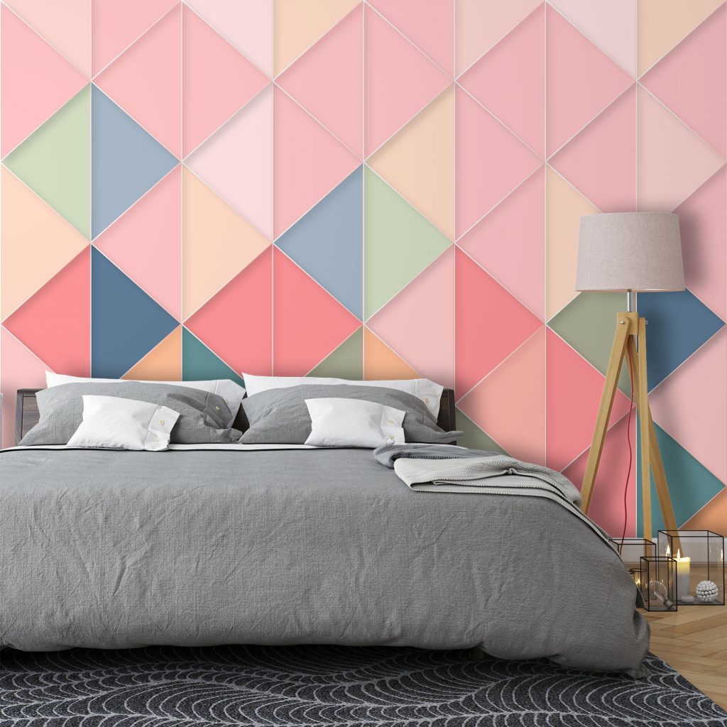 Pastel Pink Geometric Diamond Wallpaper