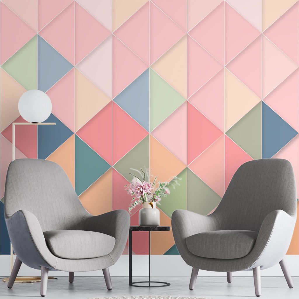 Colorful geometric  - Mural Wallpaper, PVC Free, Non-Toxic