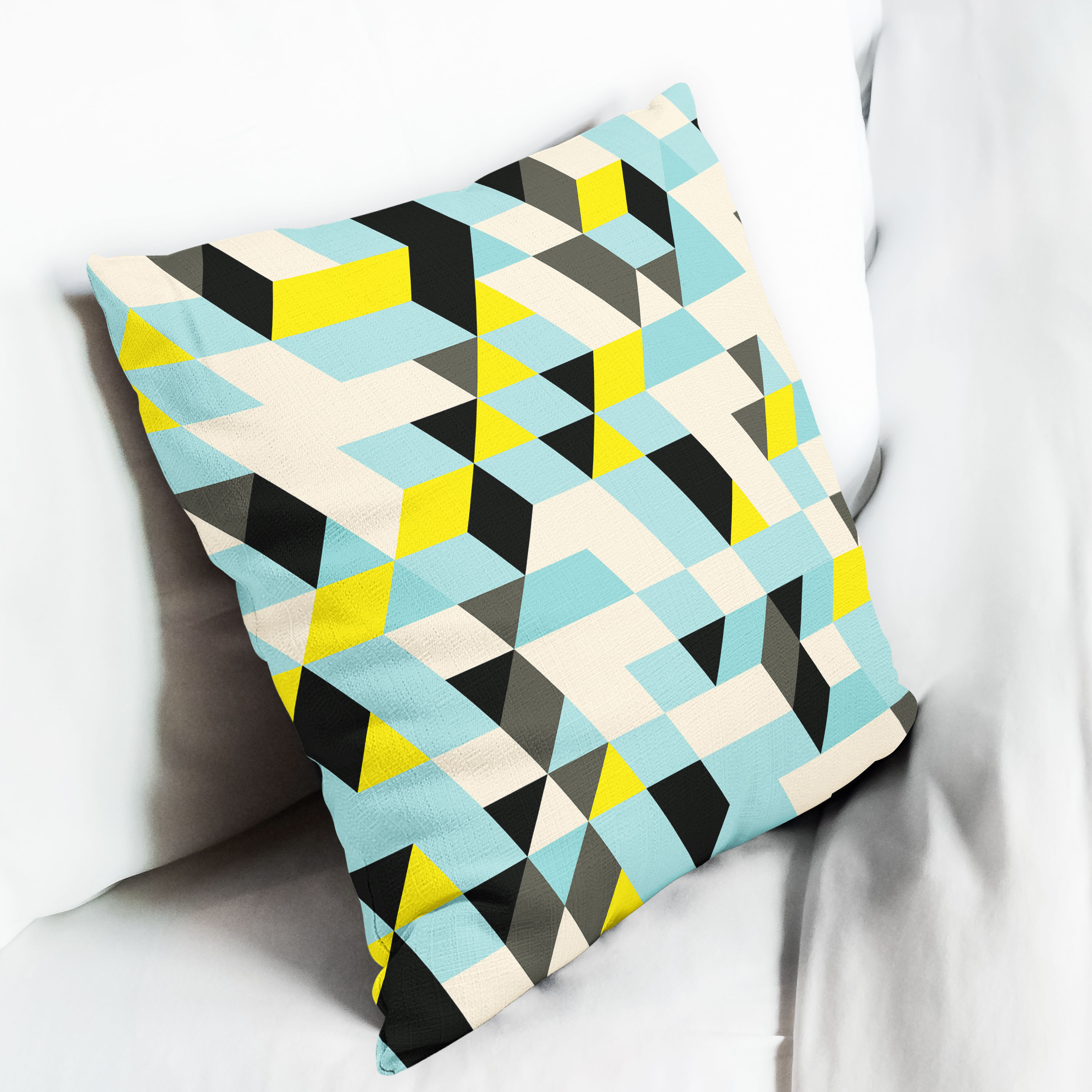 Red sofa with pillow and light lamp