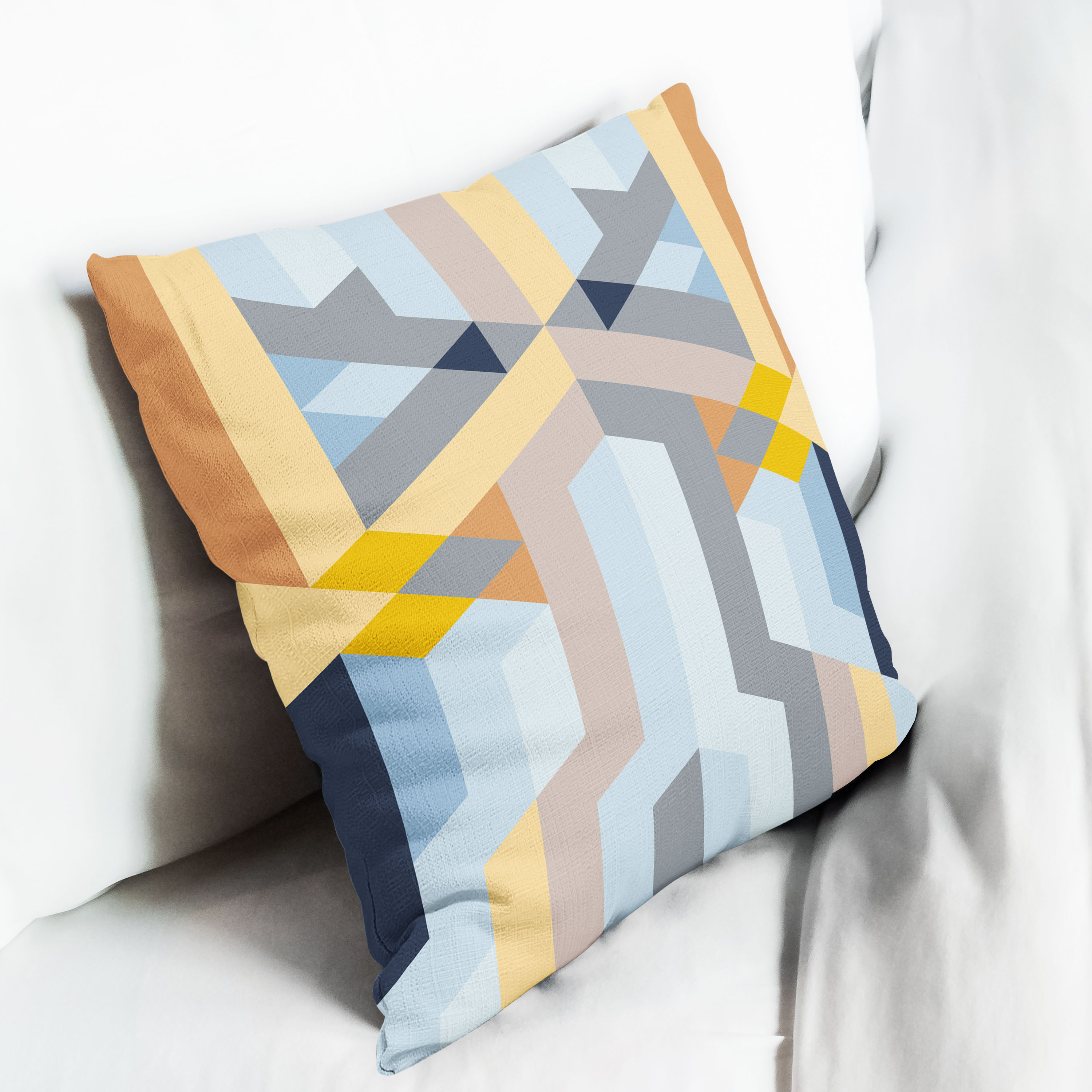 Red sofa with pillow and light lamp