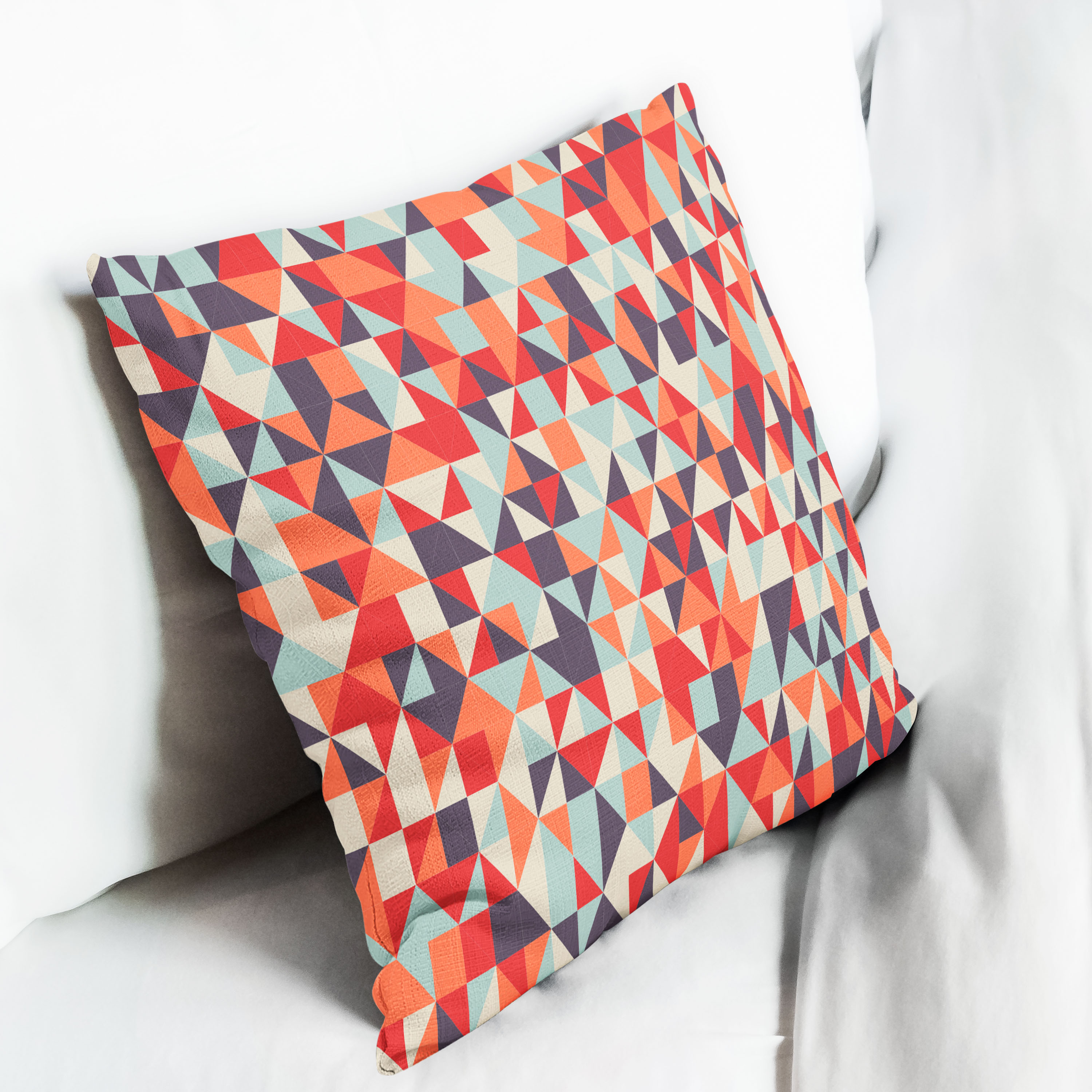 Red sofa with pillow and light lamp