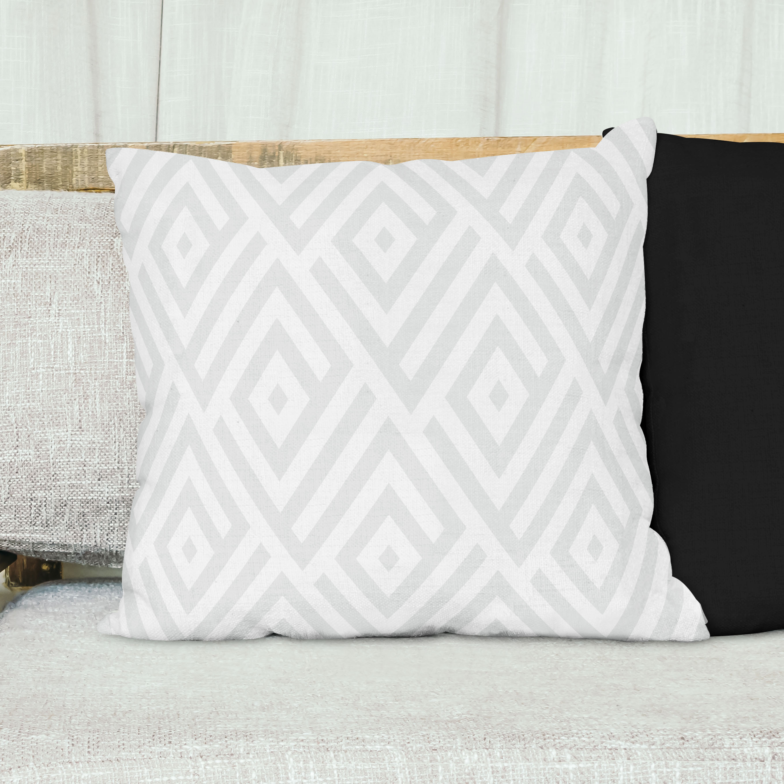 Red sofa with pillow and light lamp