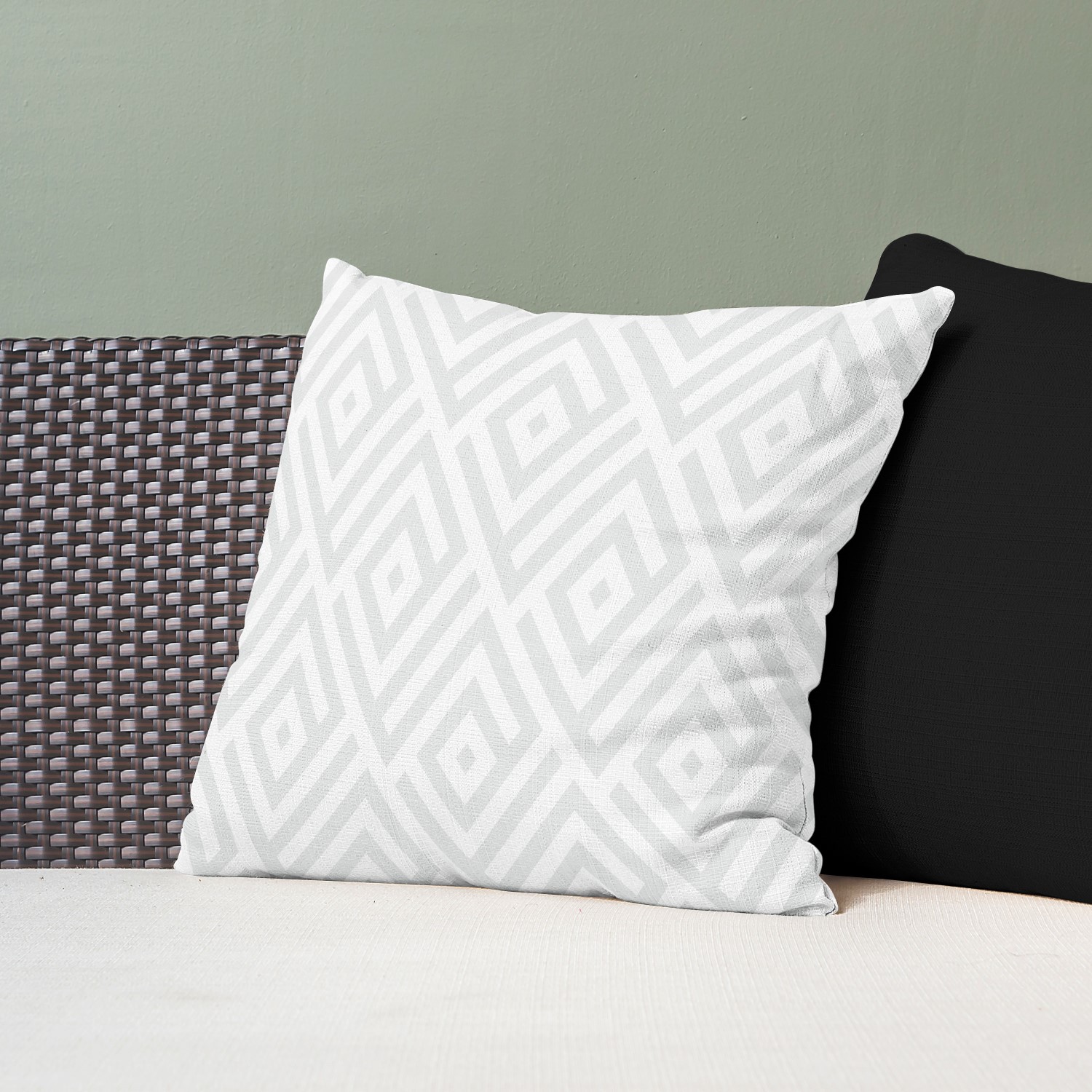 Red sofa with pillow and light lamp