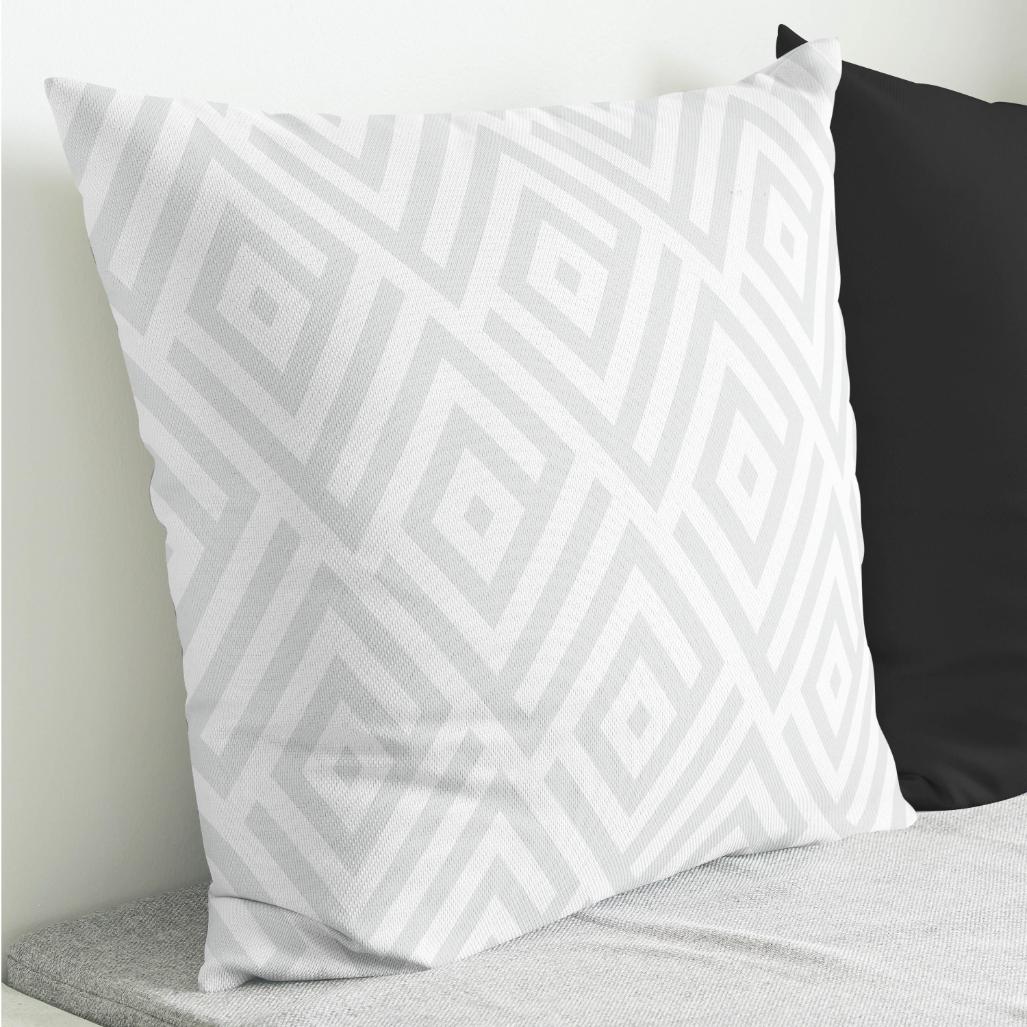 Red sofa with pillow and light lamp