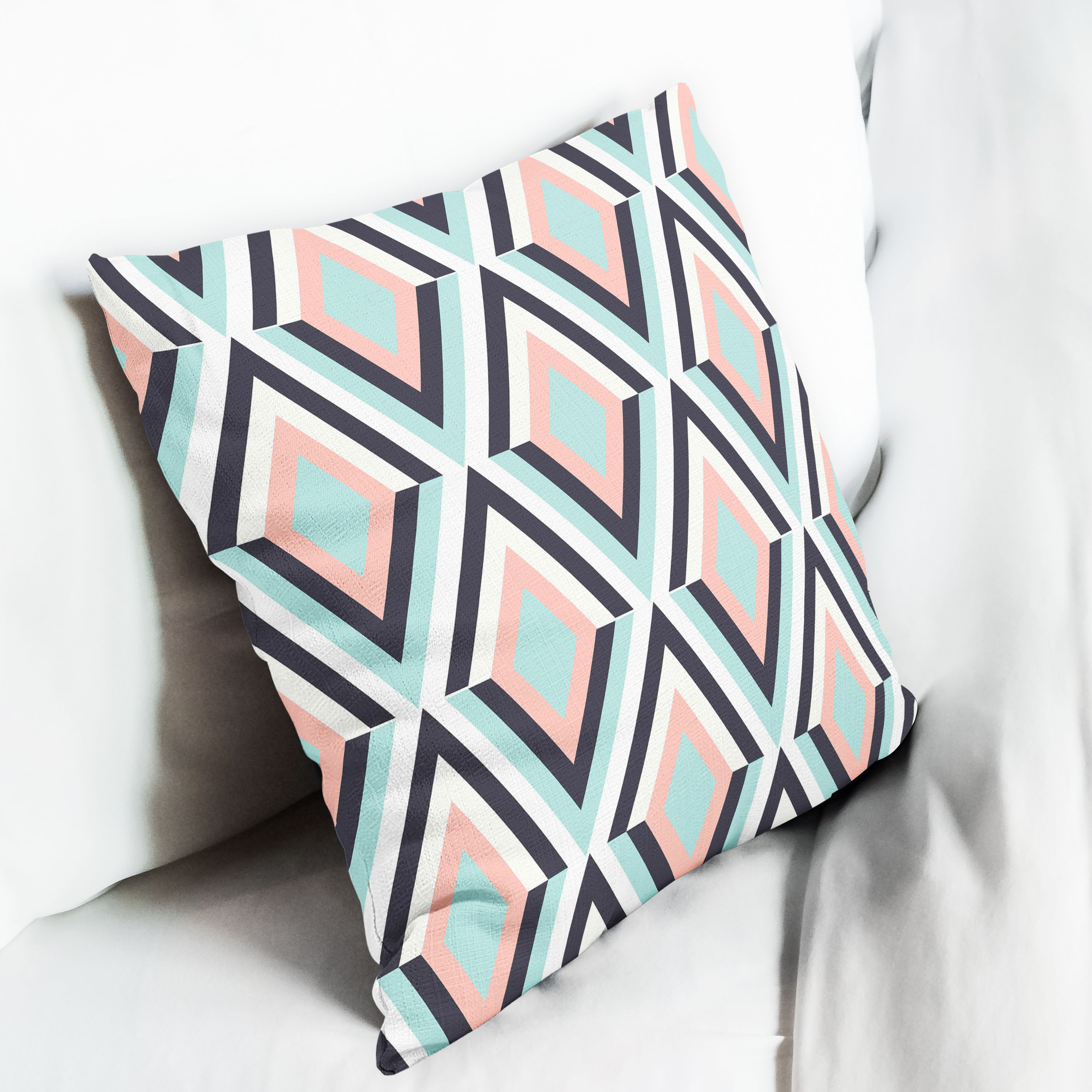 Red sofa with pillow and light lamp