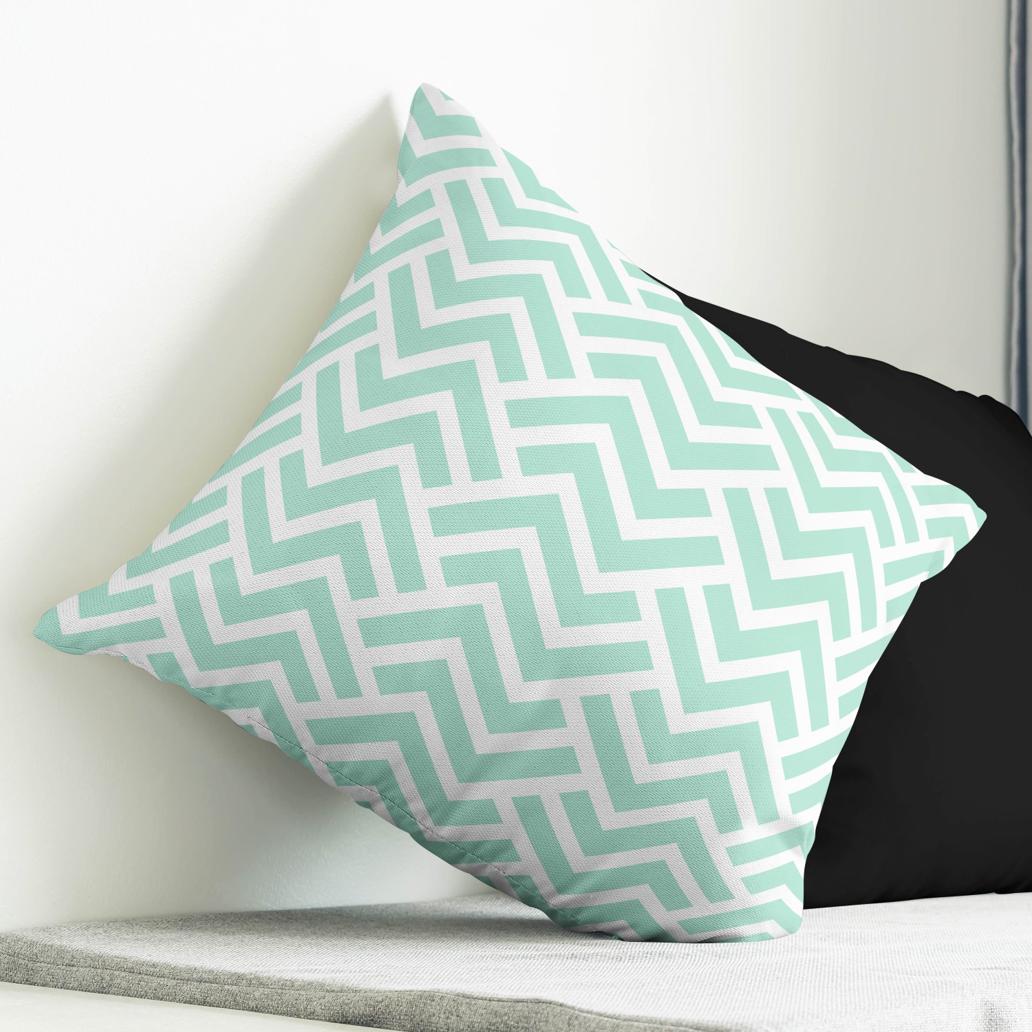 Red sofa with pillow and light lamp