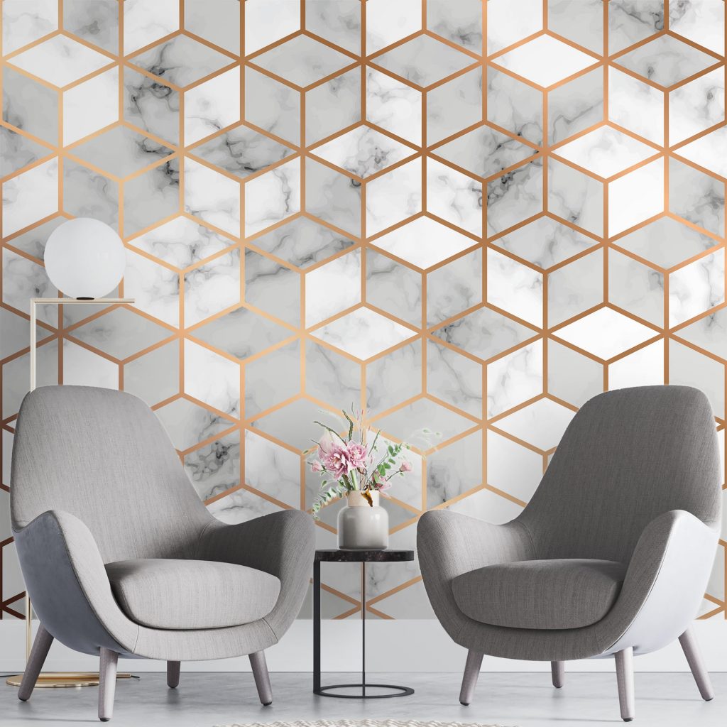 Multicolor cubic geometric - Mural Wallpaper, PVC Free, Non-Toxic