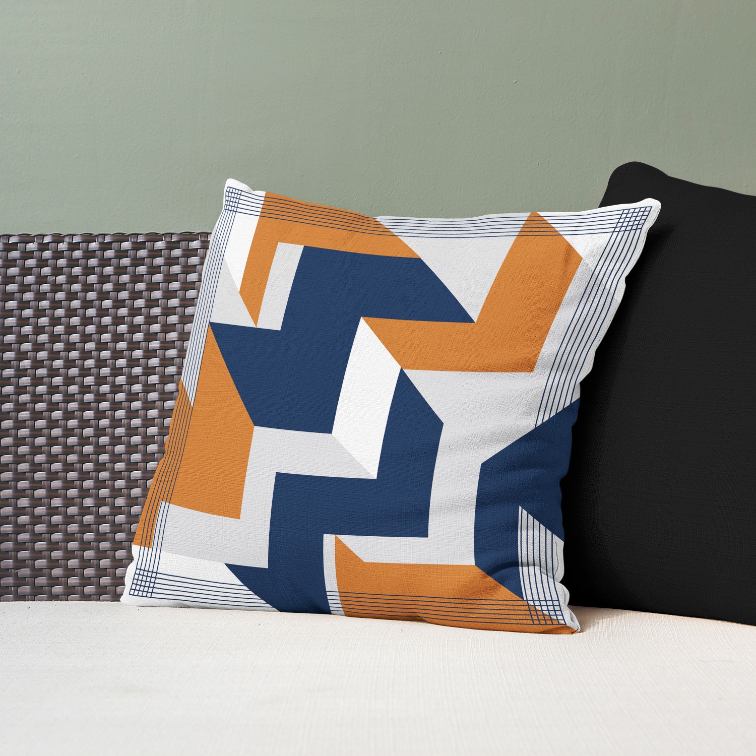 Red sofa with pillow and light lamp