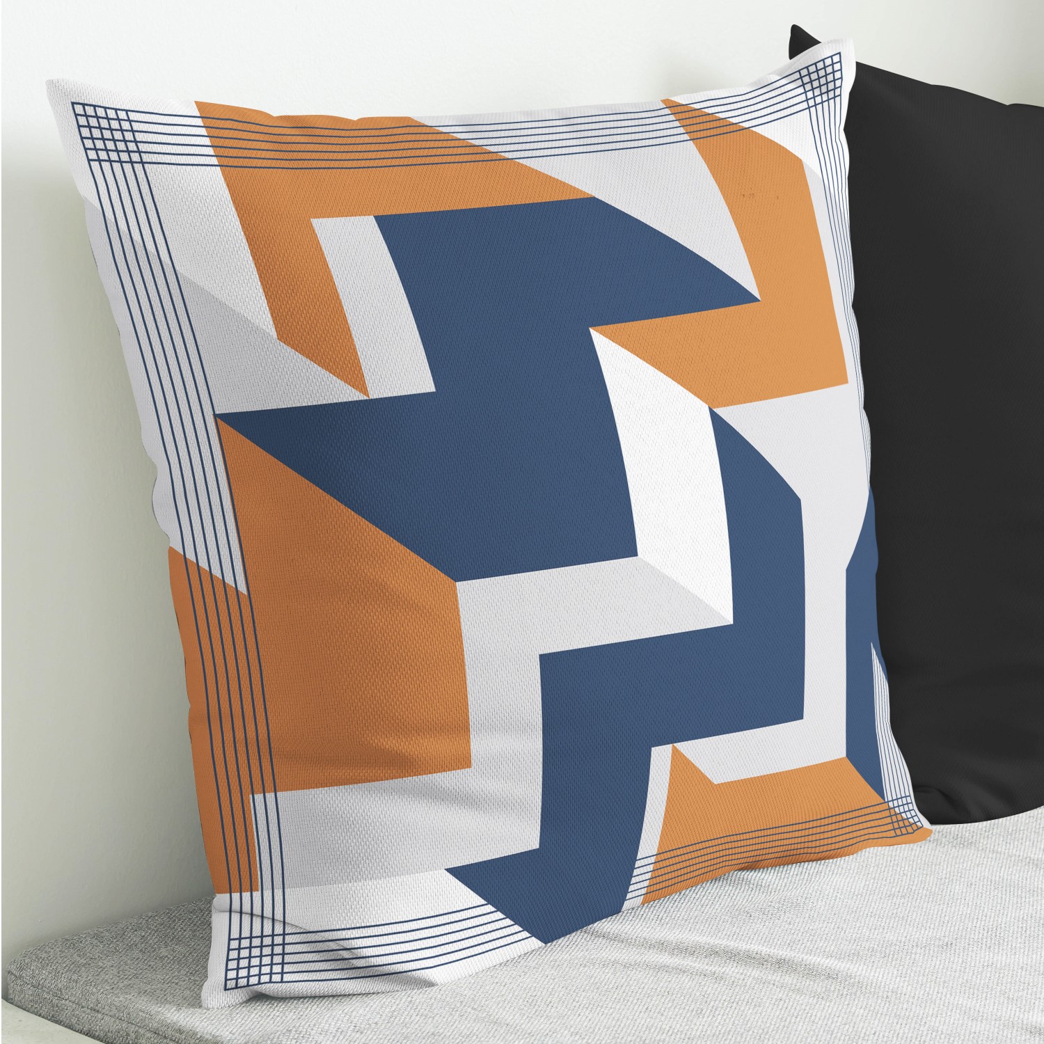 Red sofa with pillow and light lamp