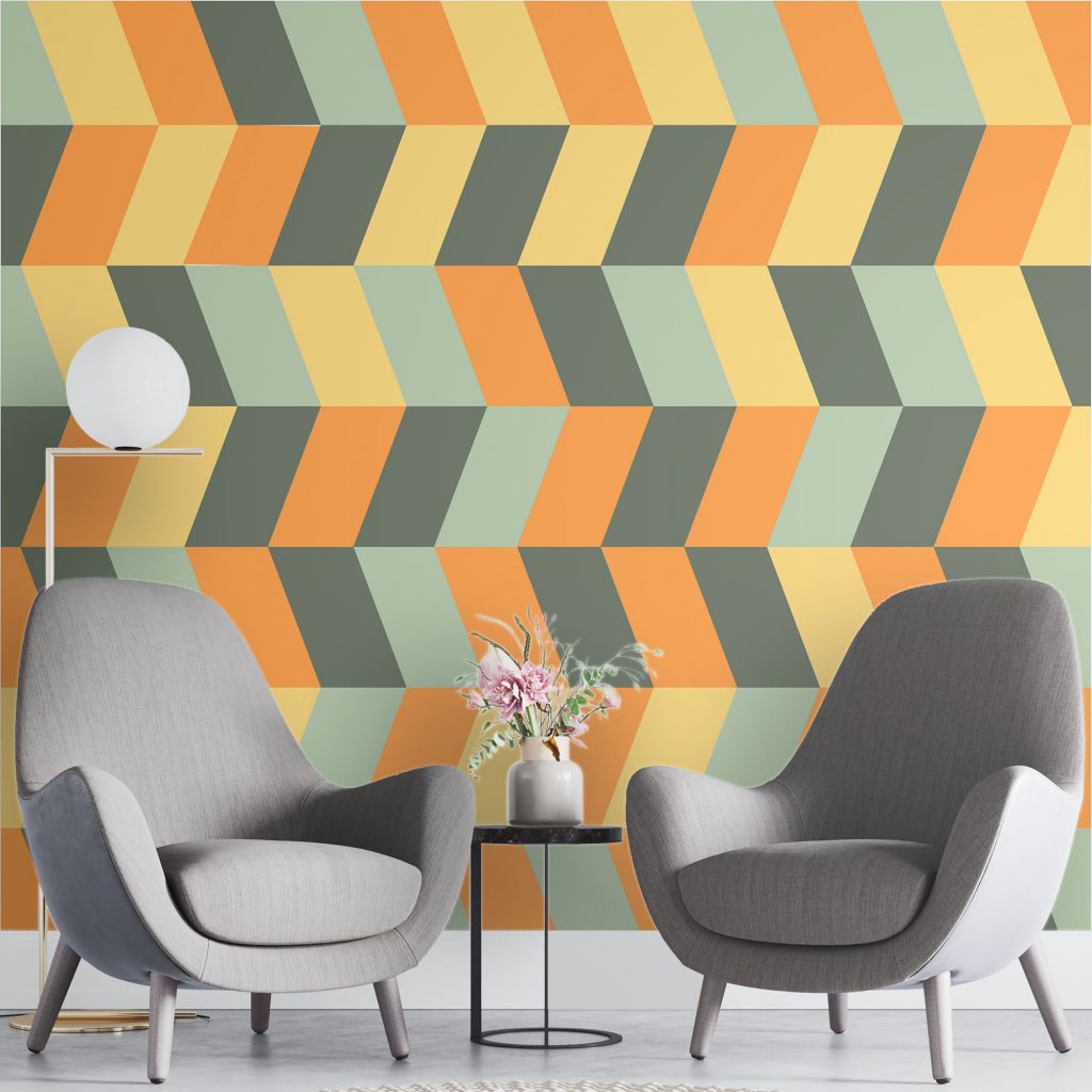 Black and white bear geometric - Mural Wallpaper, PVC Free, Non-Toxic